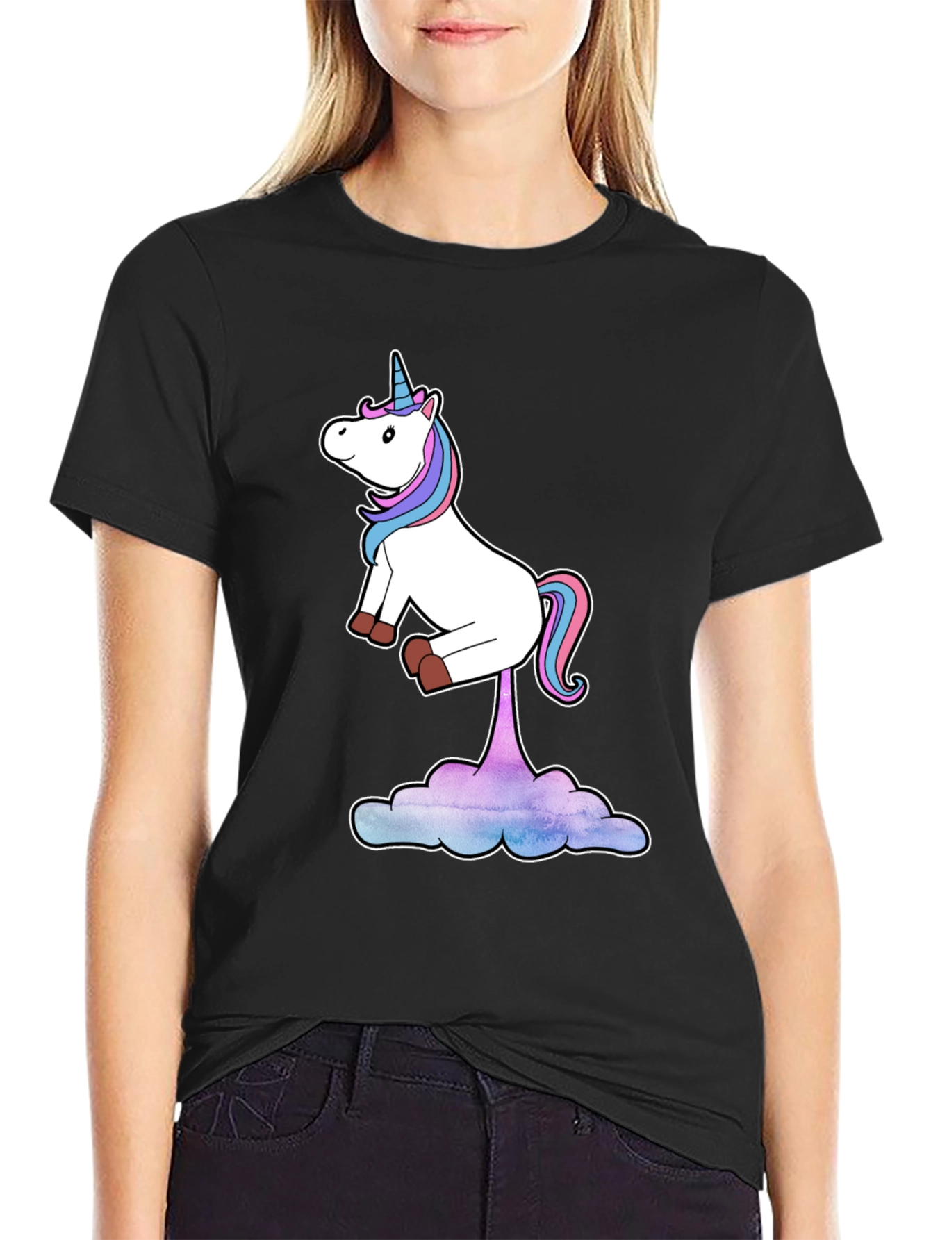 Black Unicorn Poop Cloud Men's Graphic T-Shirt view 2