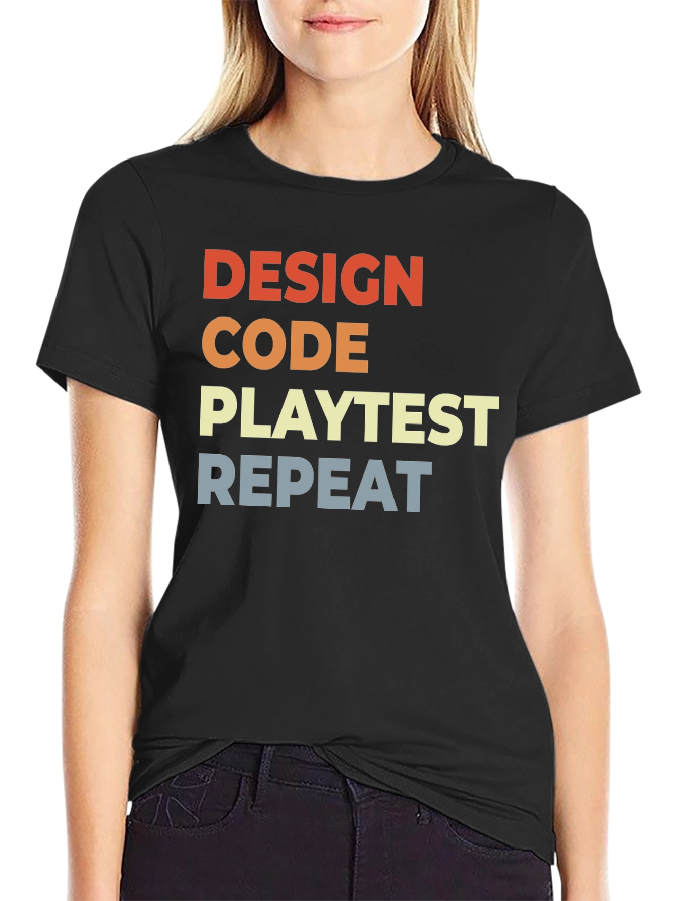 Black Design Code Playtest Repeat T-Shirt view 2