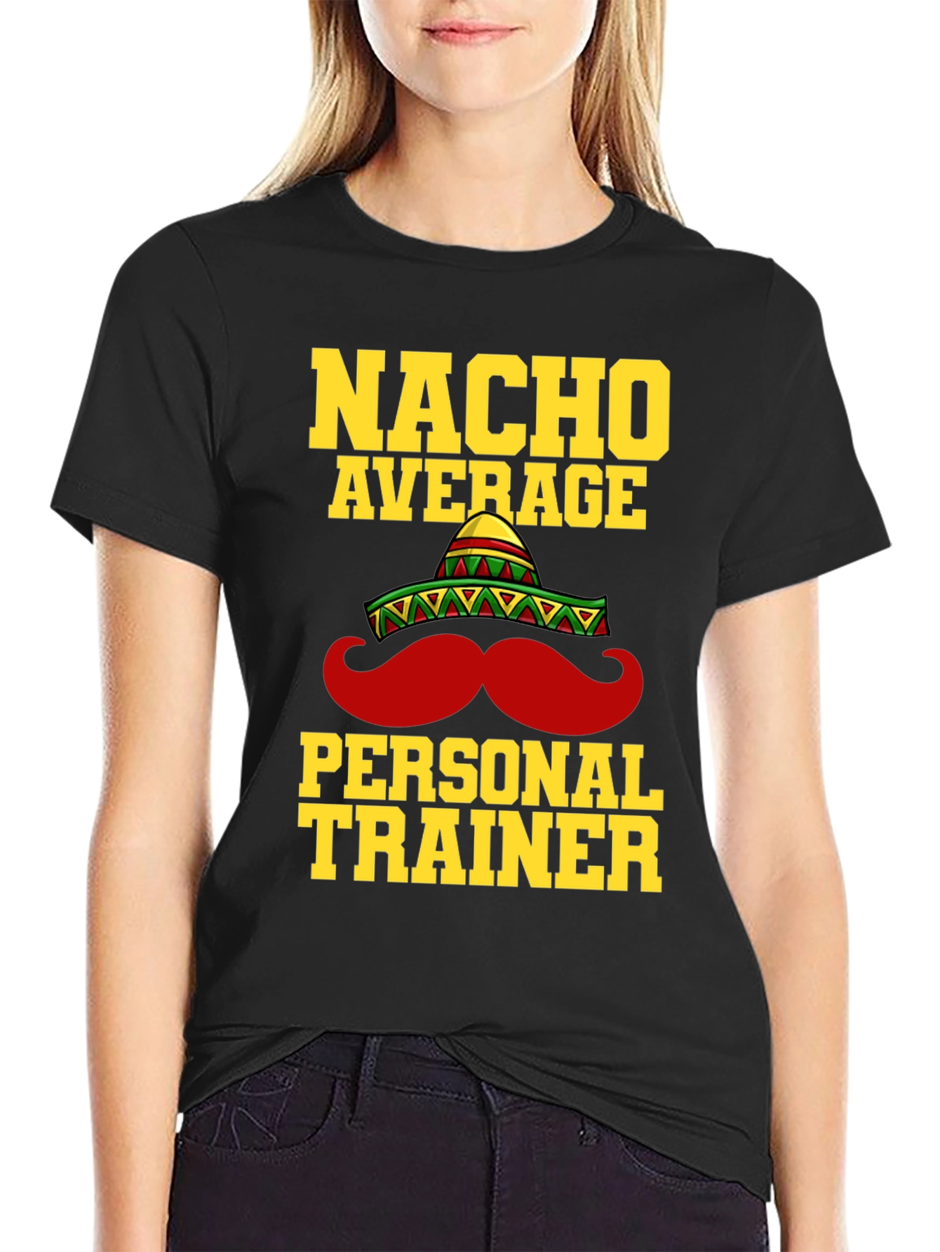 Black Nacho Average Personal Trainer Funny T-Shirt view 2