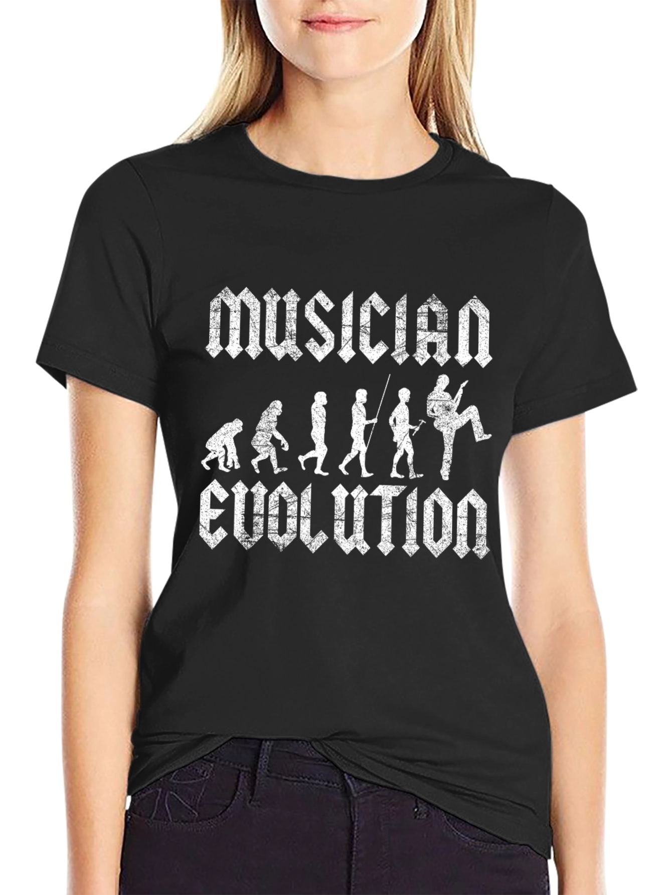 Black Musician Evolution Graphic Tee - Black Cotton T-Shirt view 2