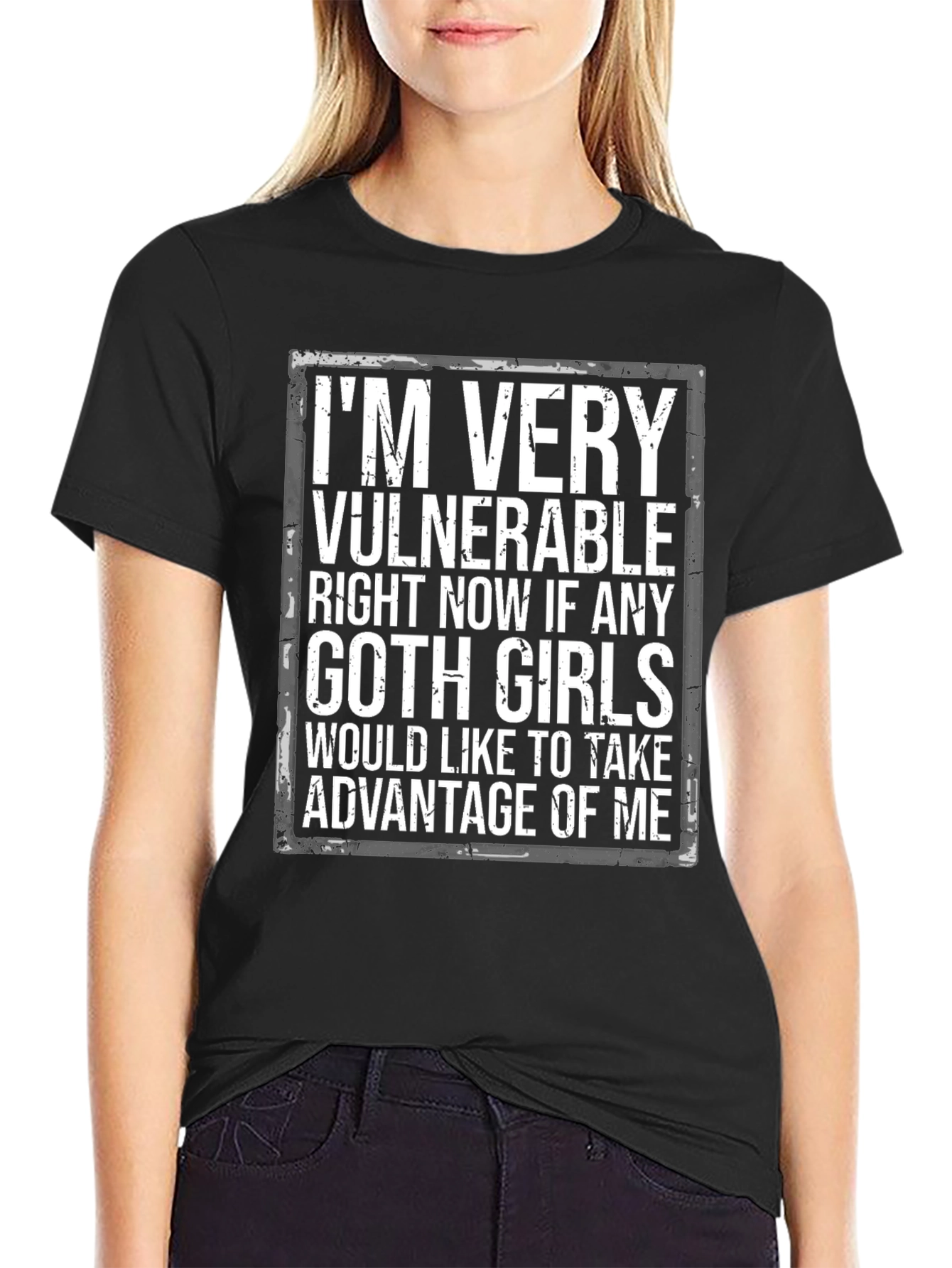 Black Vulnerable Goth Girls Graphic Tee view 2