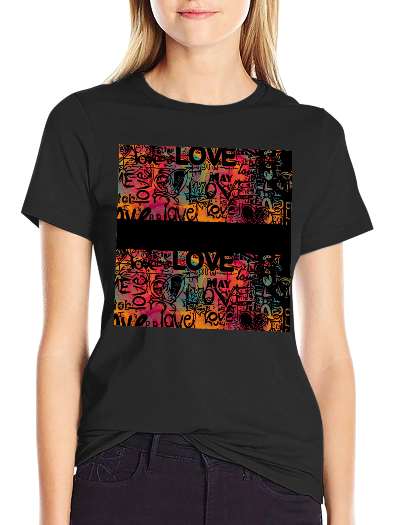 Black Love Graffiti Graphic Tee - Men's Black T-Shirt view 2