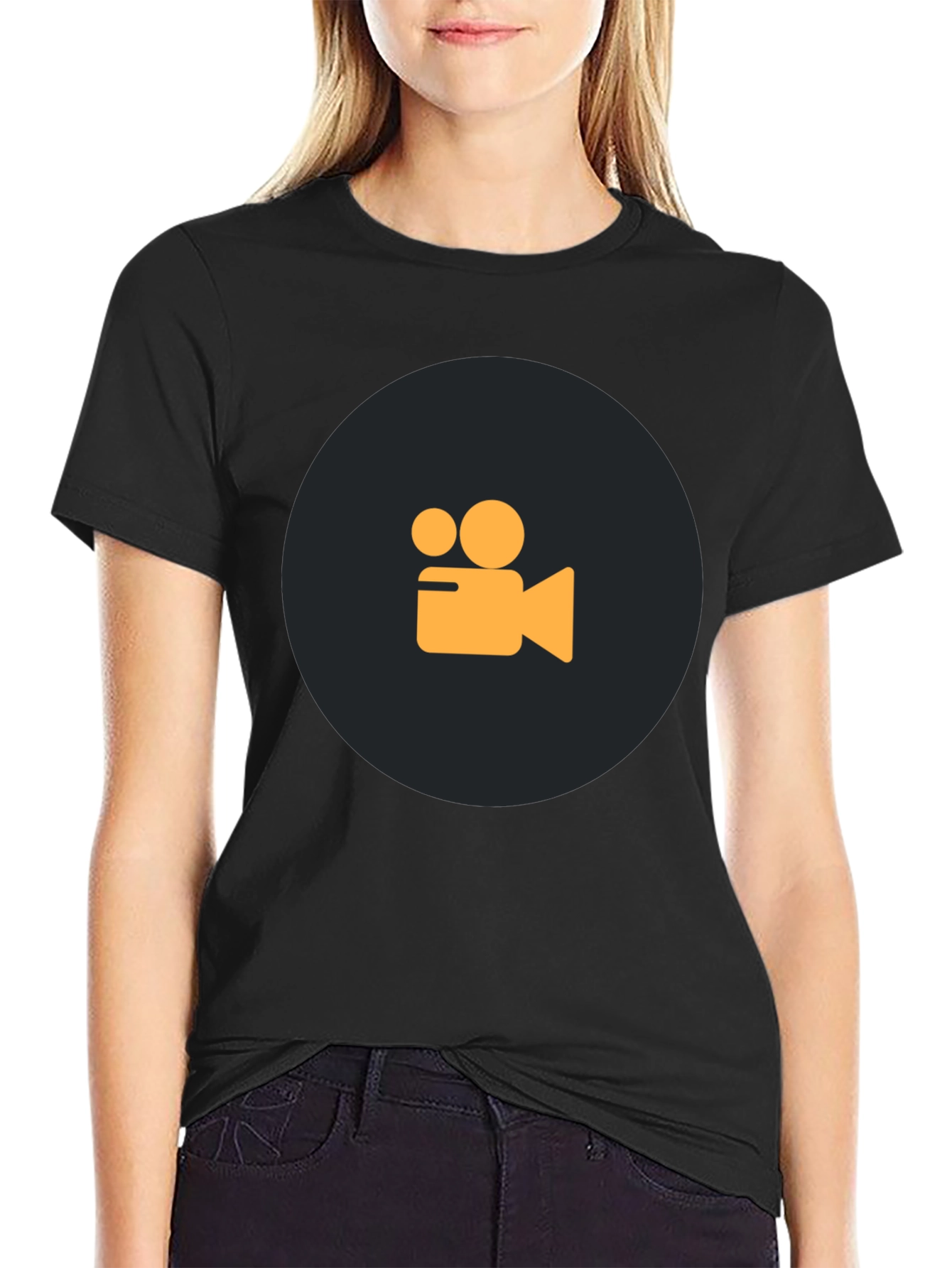 Black Retro Film Camera Black T-Shirt view 2