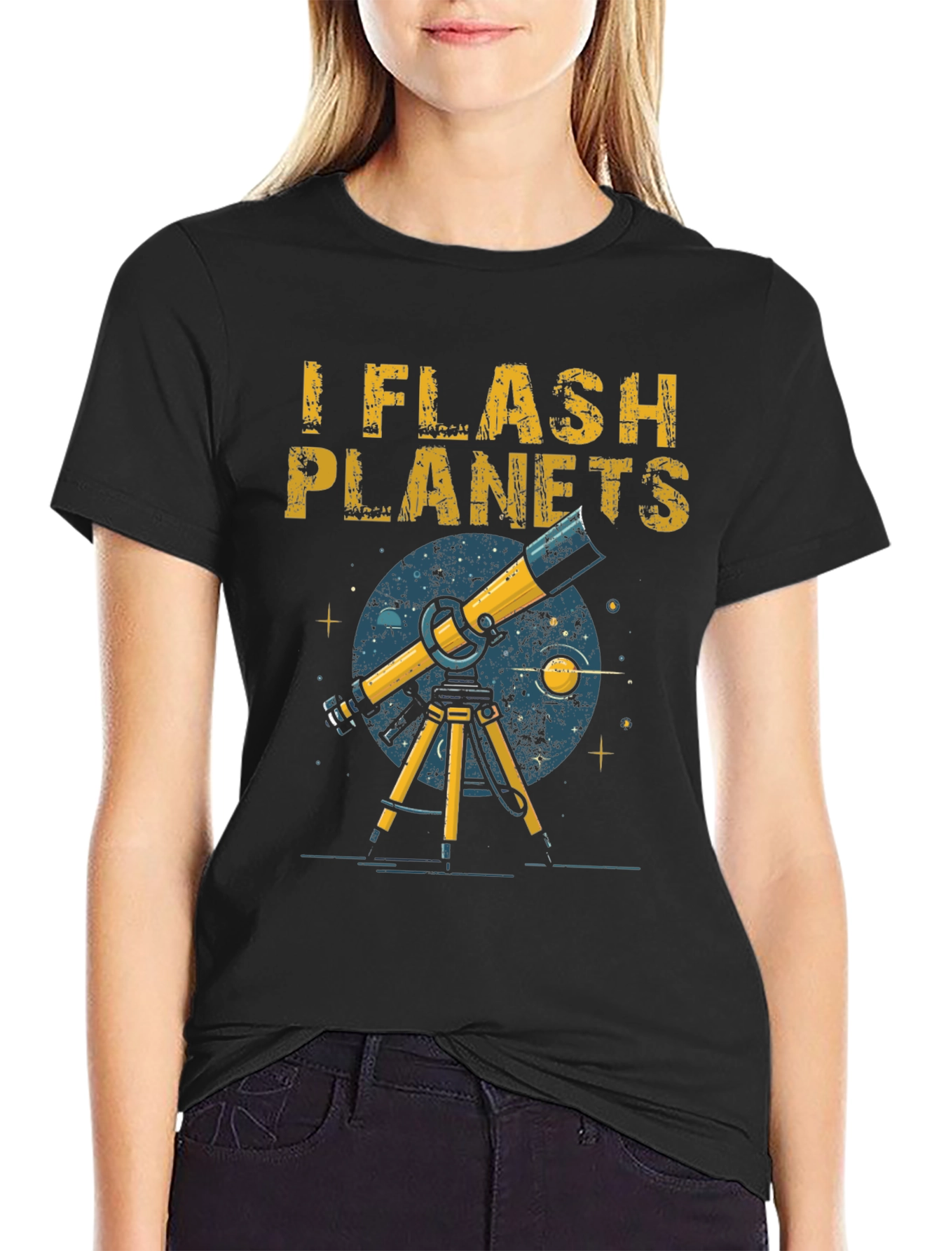 Black I Flash Planets T-Shirt - Astronomy Humor view 2