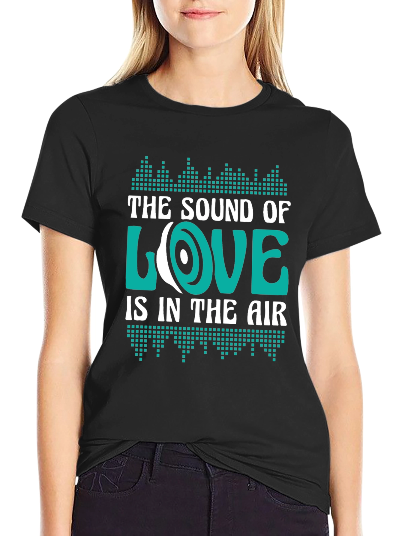 Black Sound of Love Graphic Tee - Black Cotton Blend view 2