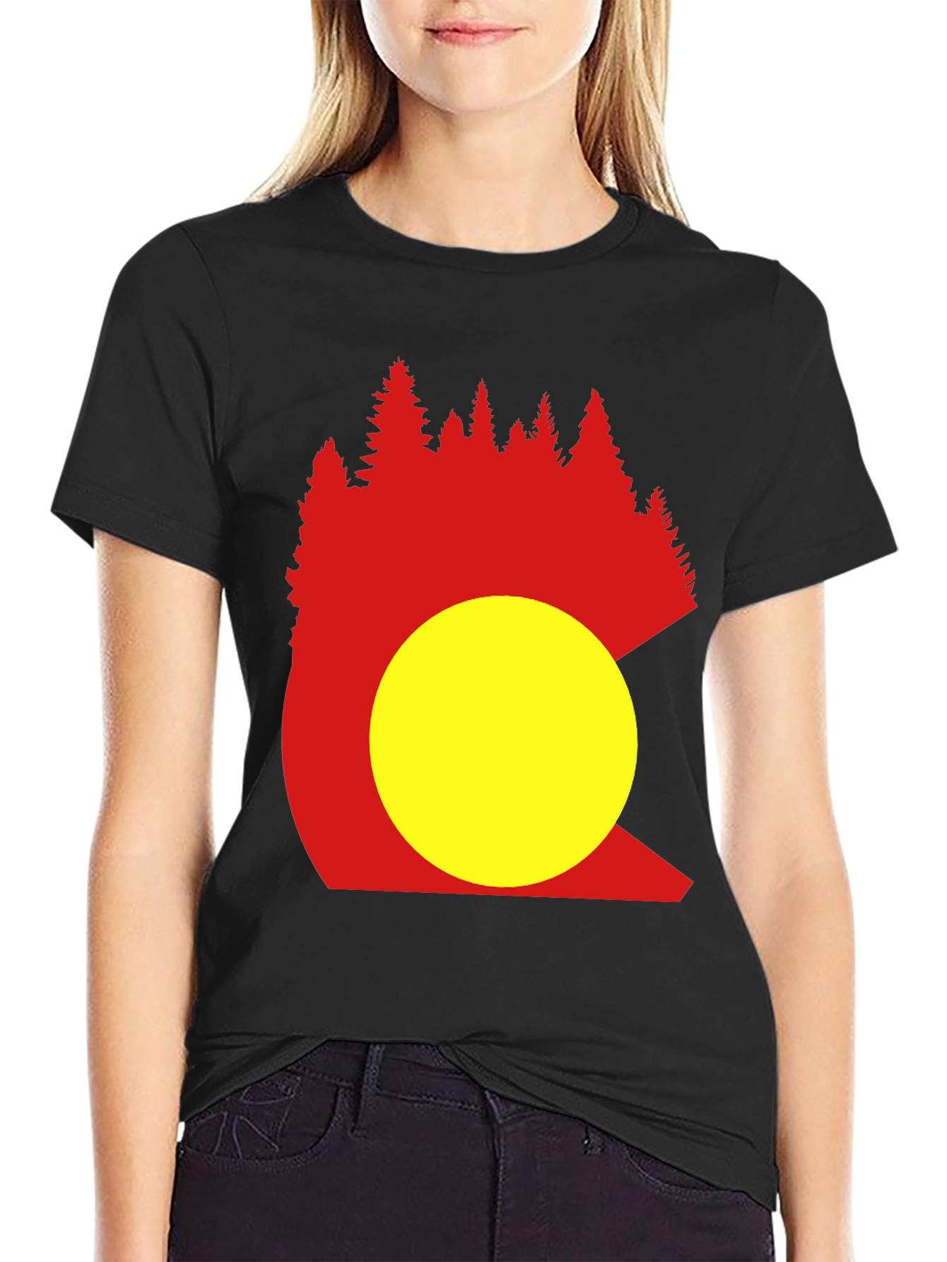 Black Colorado Trees Men's Black Graphic T-Shirt view 2