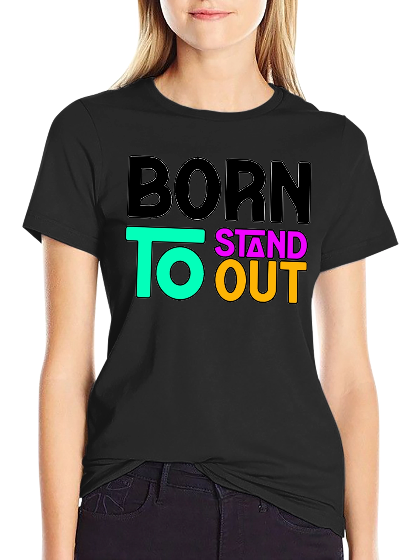 Black Born to Stand Out Graphic Tee - Black view 2