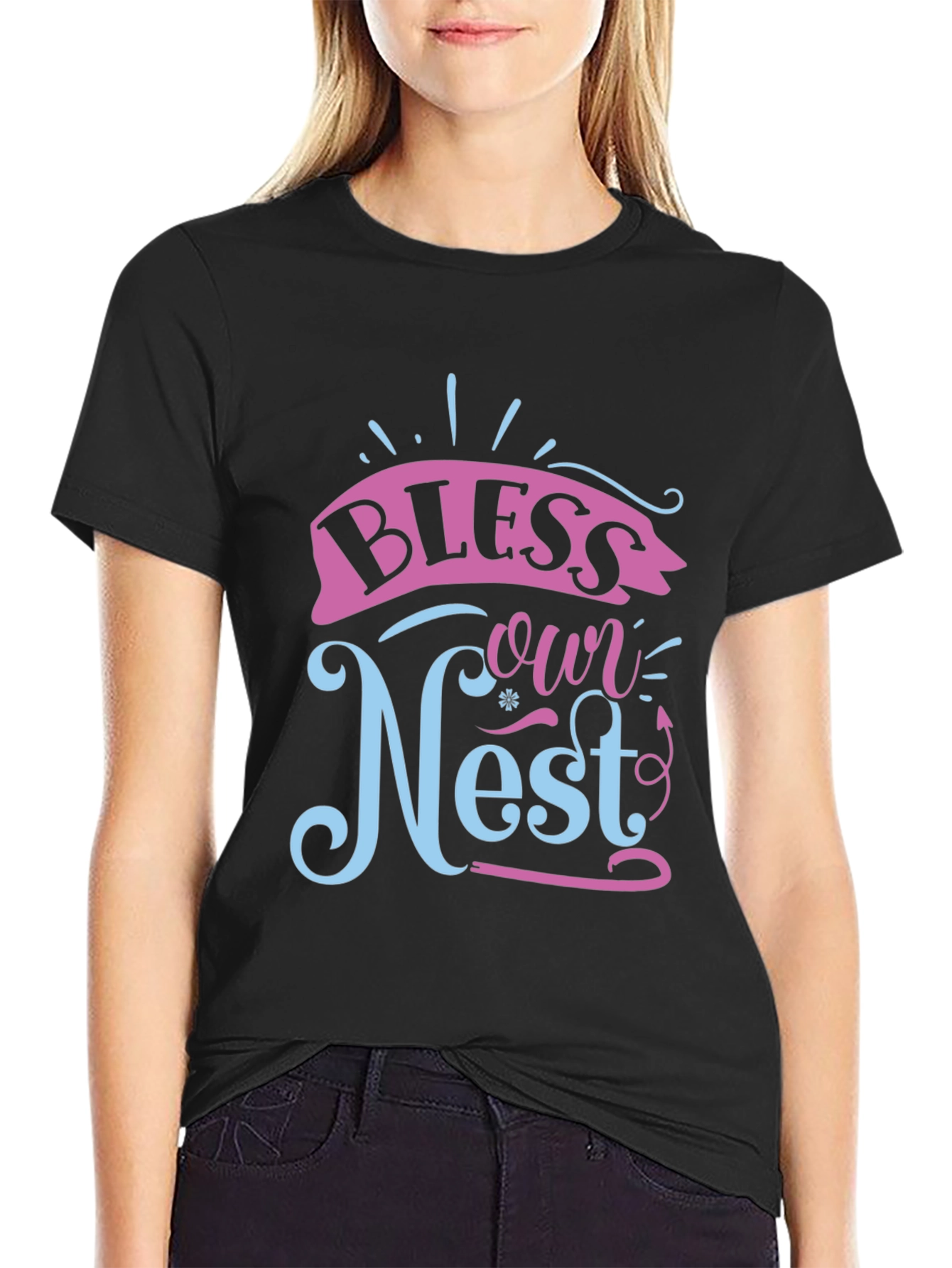 Black Bless Our Nest Graphic Tee view 2