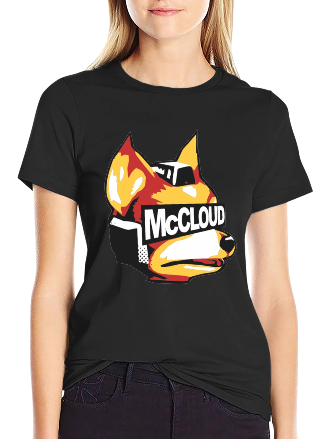 Black McCloud Fox Graphic Black T-Shirt view 2