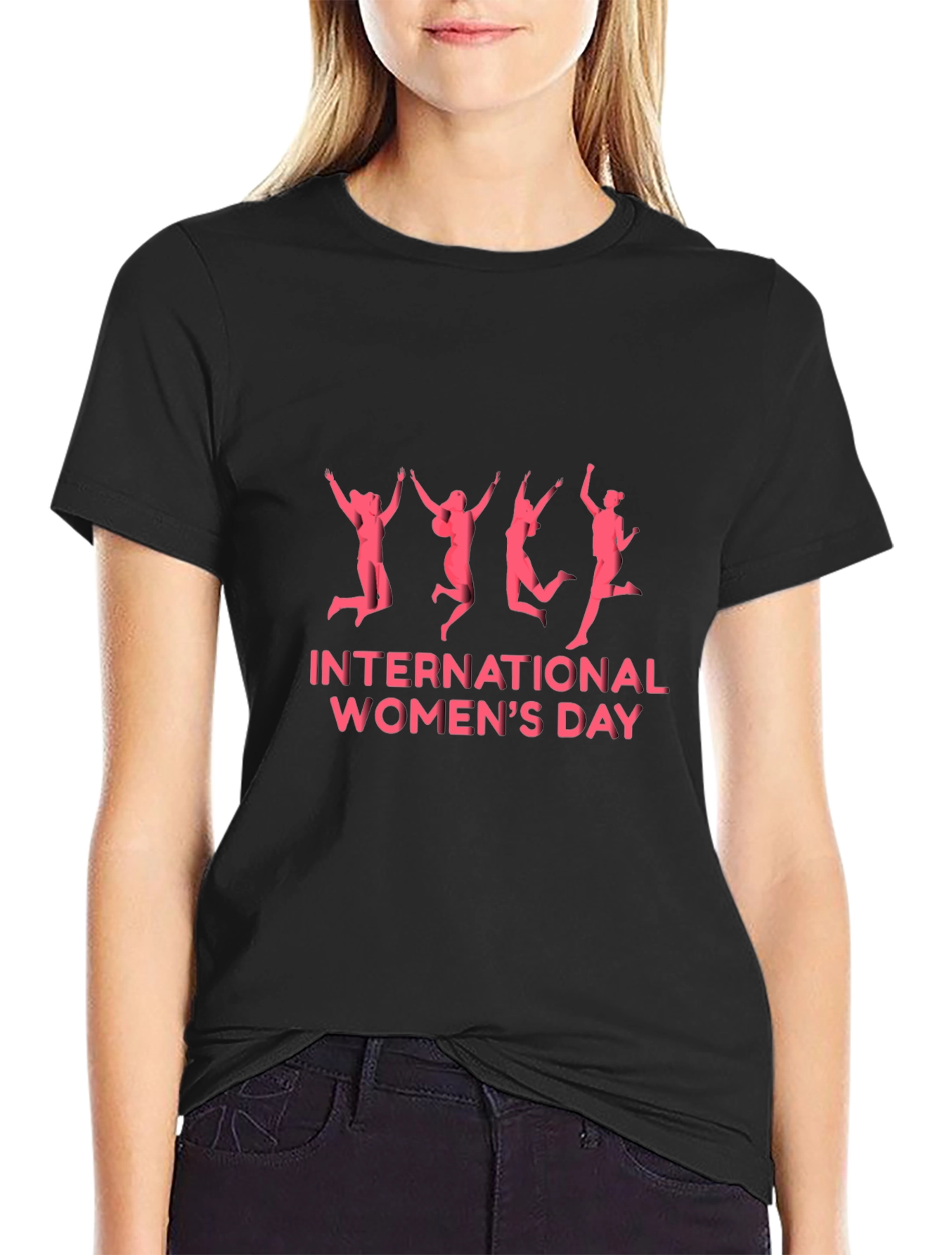 Black International Women's Day Black T-Shirt view 2