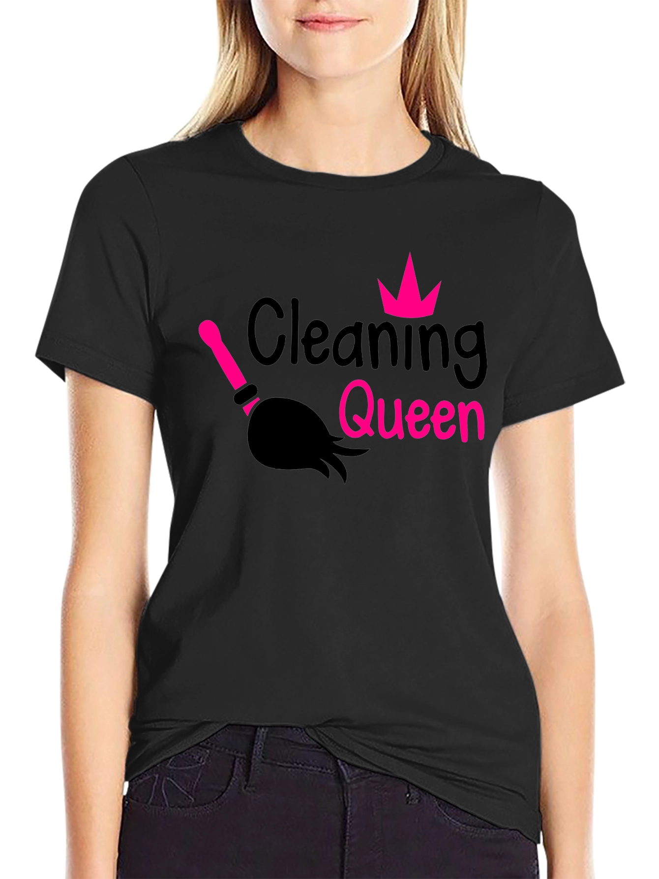 Black Cleaning Queen Graphic Tee - Black T-Shirt view 2