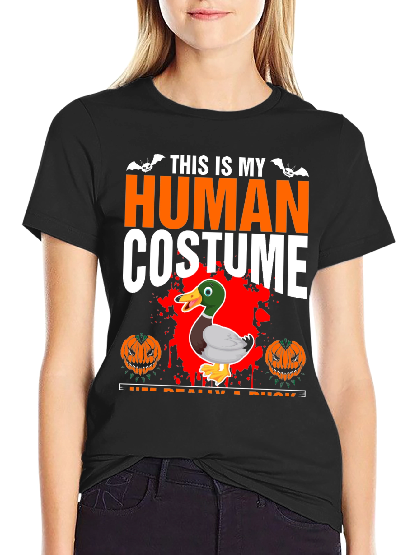 Black This Is My Human Costume I'm Really a Duck T-Shirt view 2