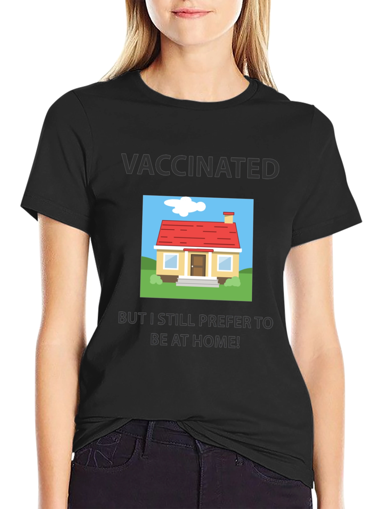 Black Vaccinated Stay-at-Home T-Shirt view 2