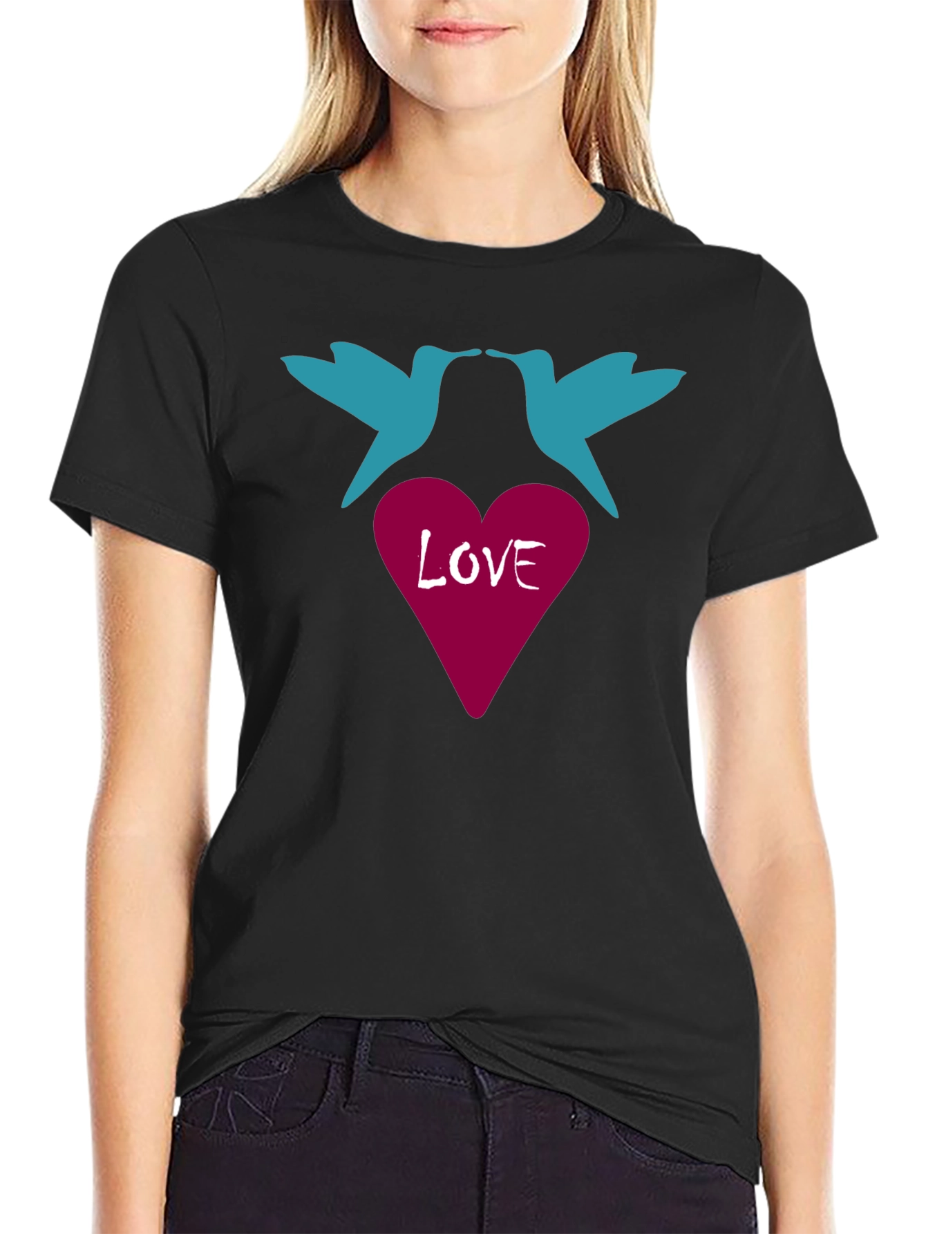 Black Love Birds Graphic Tee - Stylish Casual Wear view 2