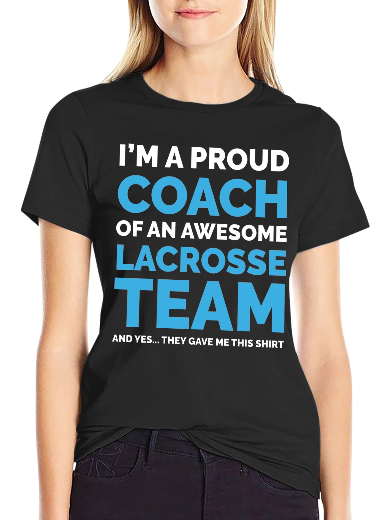 Black Proud Lacrosse Coach T-Shirt - Gift for Coaches view 2