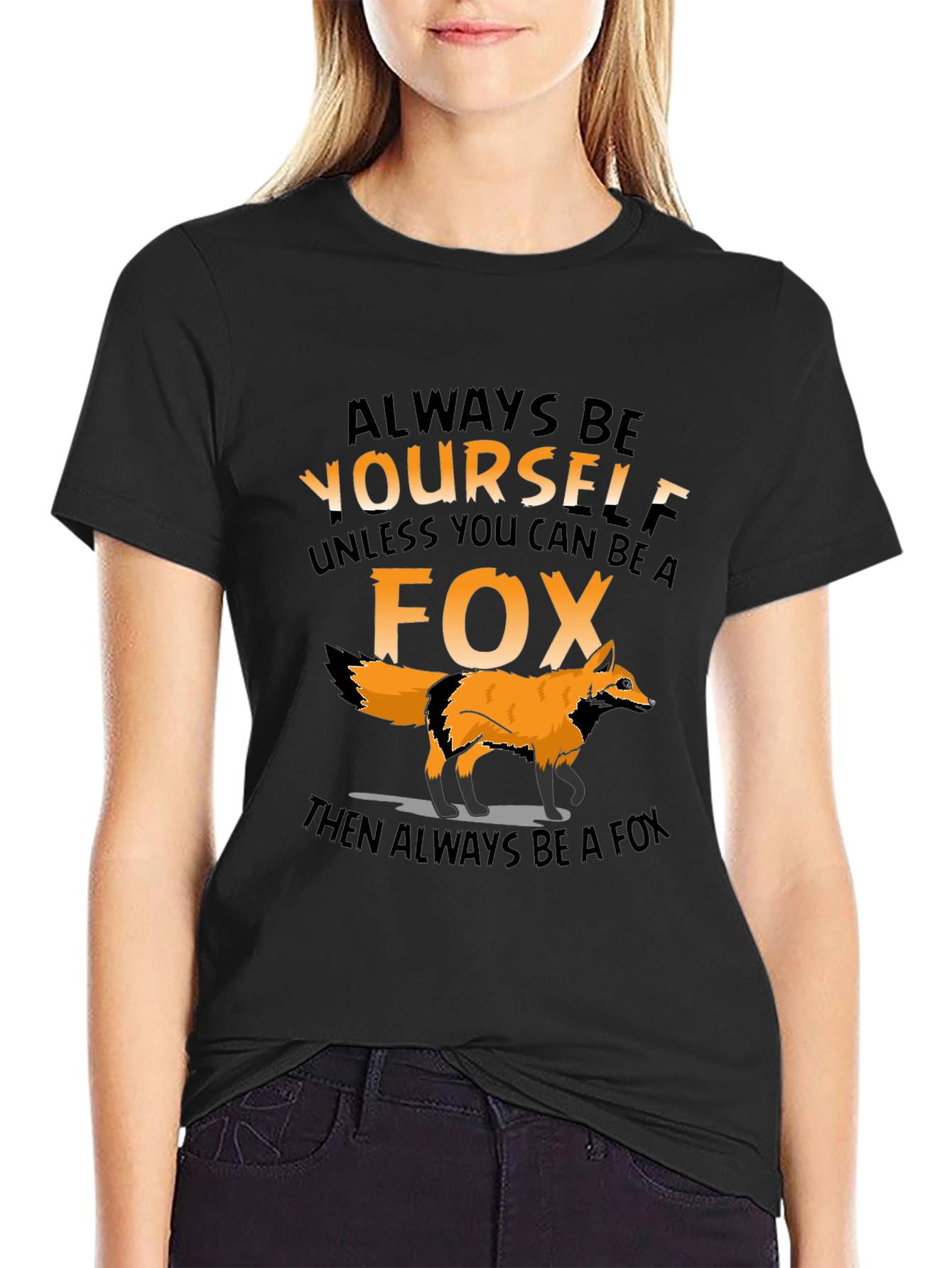 Black Always Be Yourself Fox Graphic Tee view 2