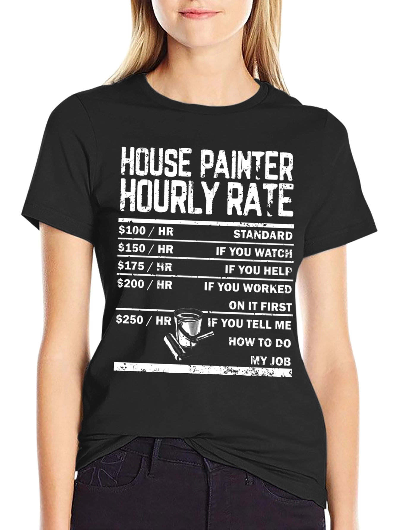 Black House Painter Hourly Rate T-Shirt view 2