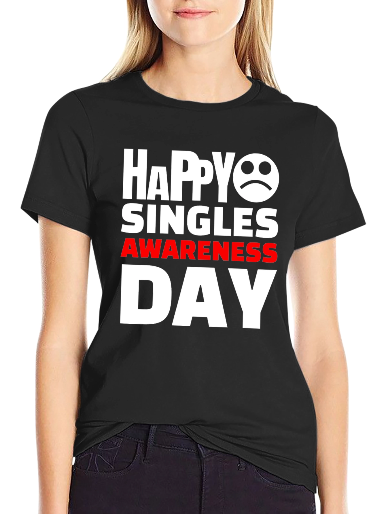 Black Happy Singles Awareness Day Graphic Tee view 2