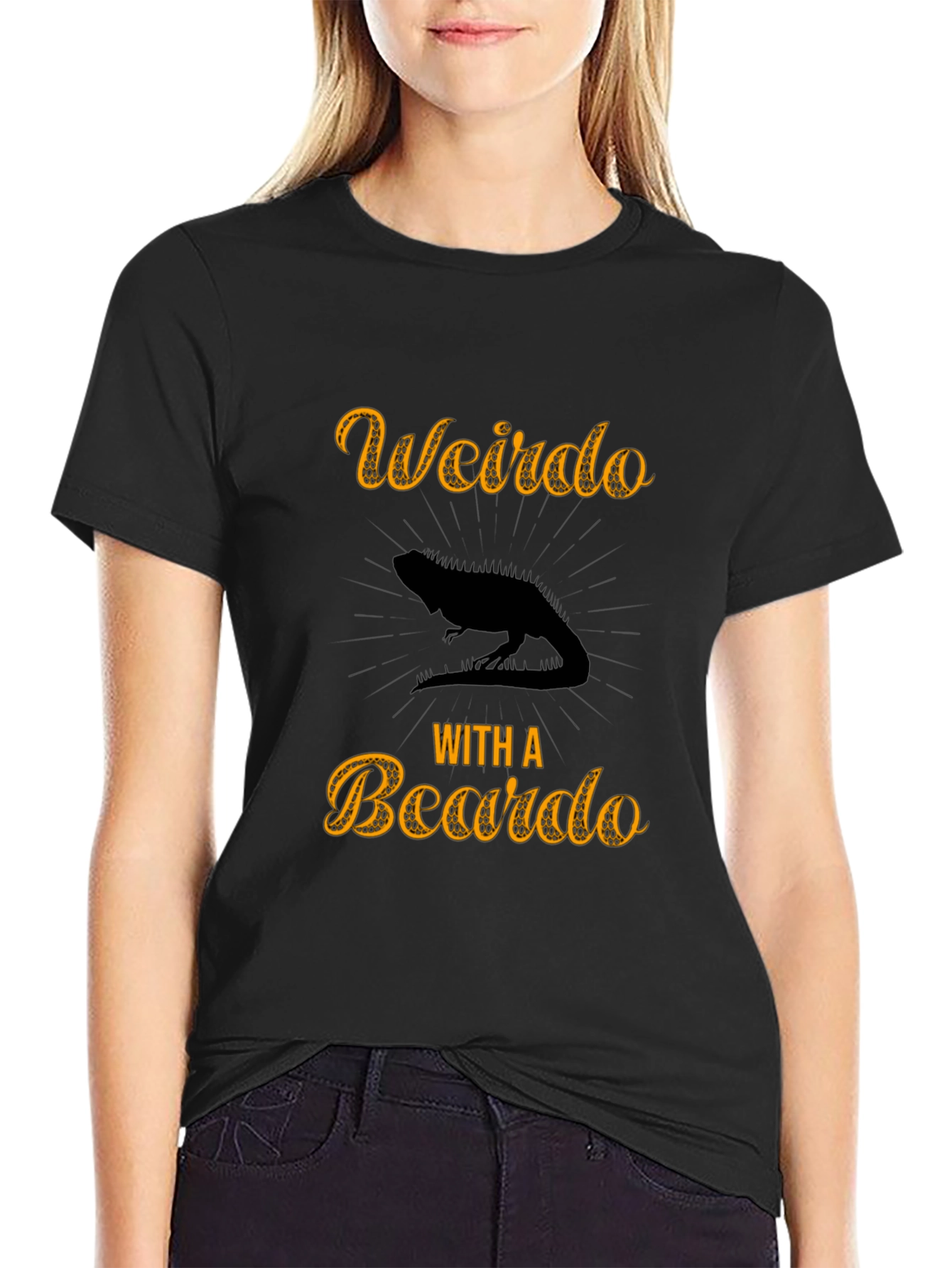 Black Weirdo With a Beardo Lizard Men's Black T-Shirt view 2