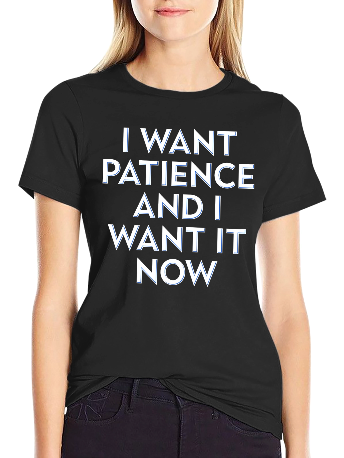 Black I Want Patience T-Shirt - Funny Slogan Tee view 2