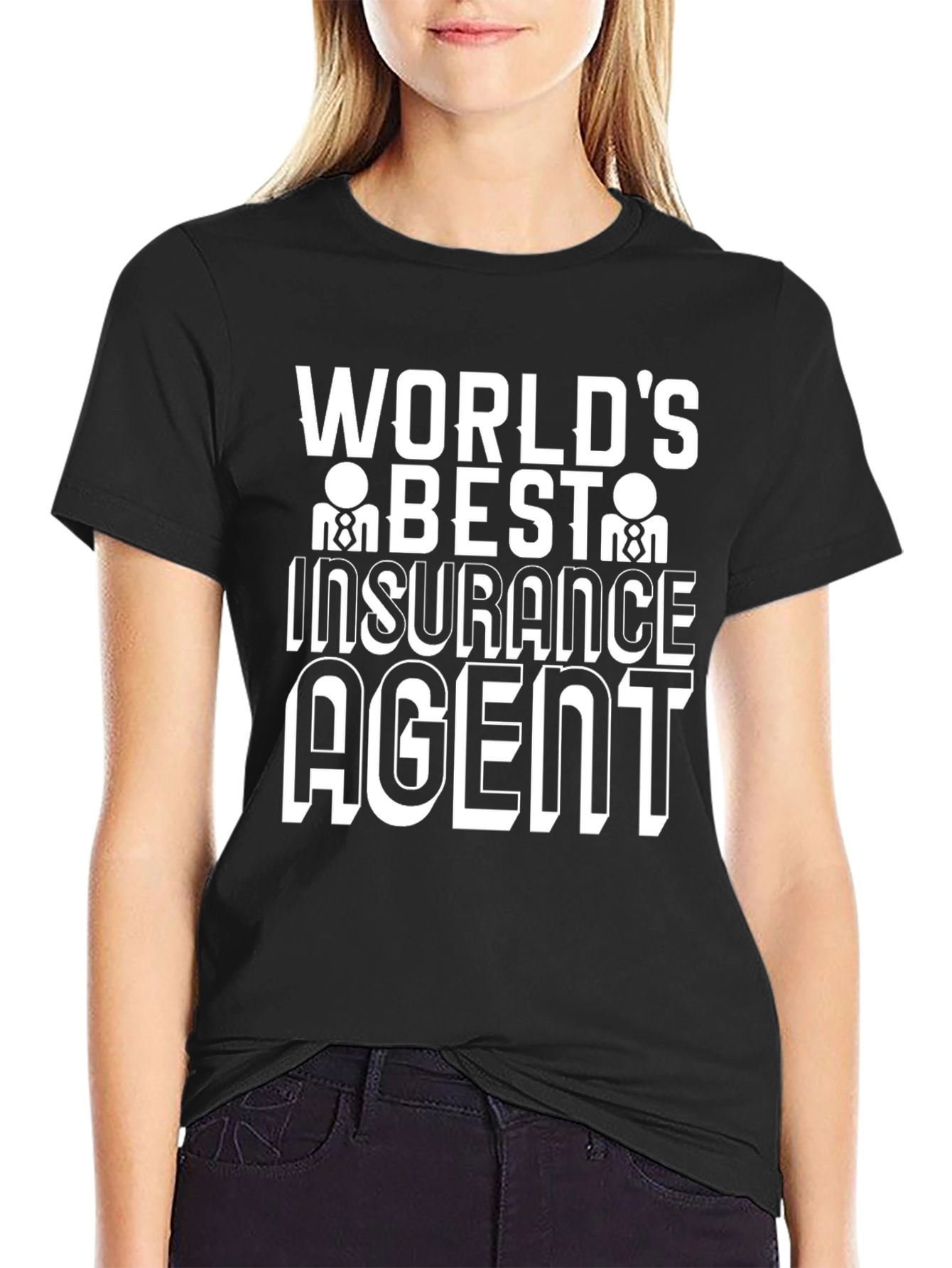 Black World's Best Insurance Agent T-Shirt - Black Cotton Tee view 2