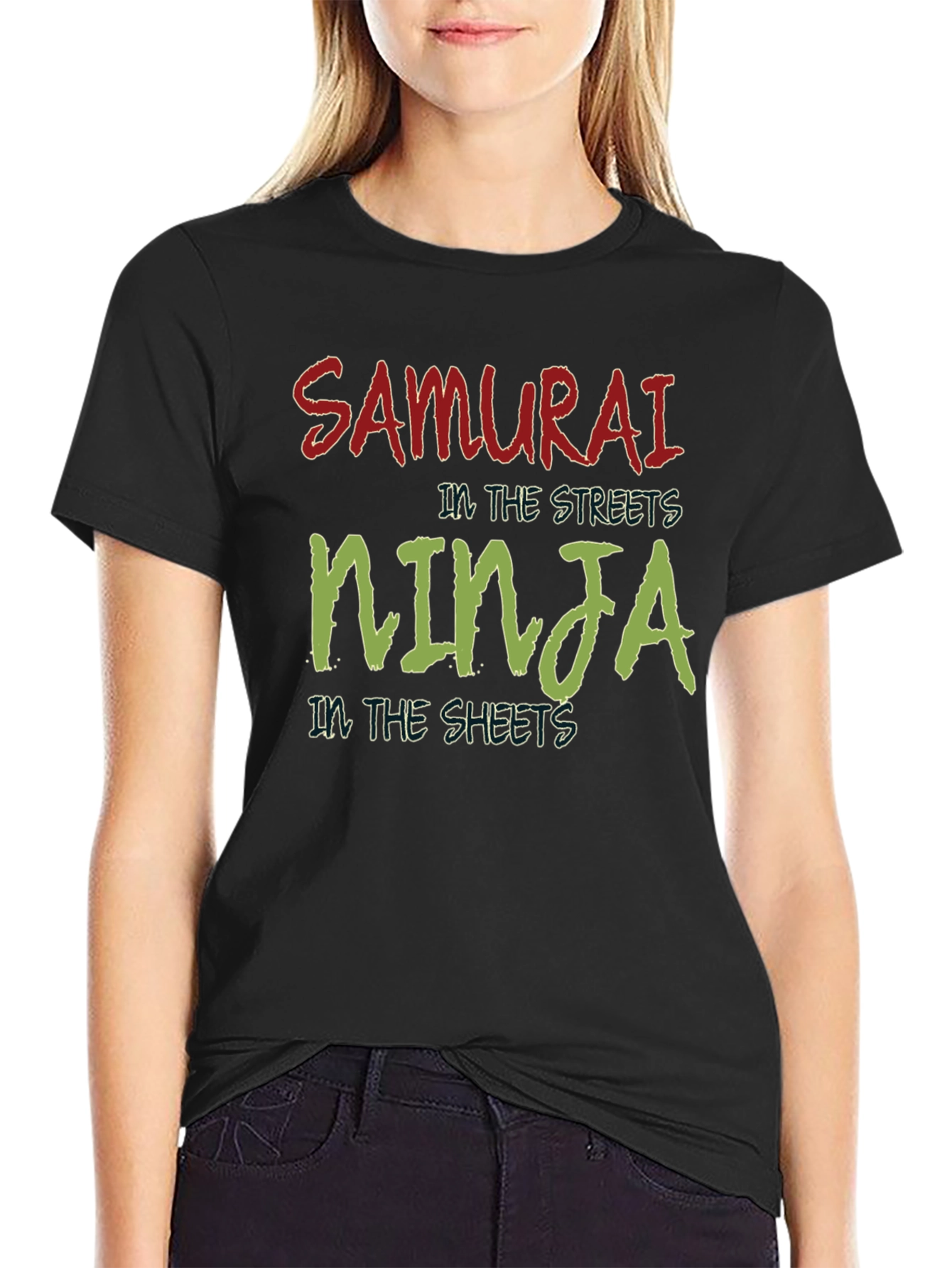 Black Samurai Ninja Graphic T-Shirt - Novelty Streetwear view 2
