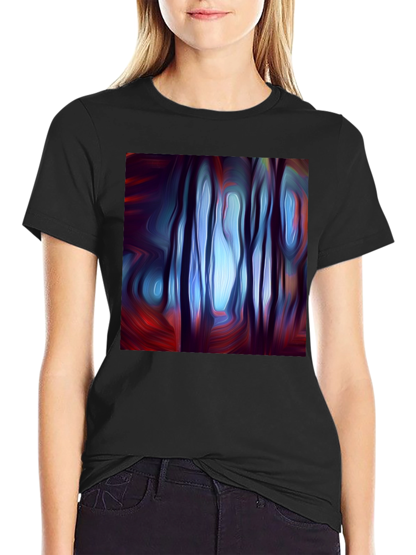 Black Abstract Forest Art T-Shirt view 2