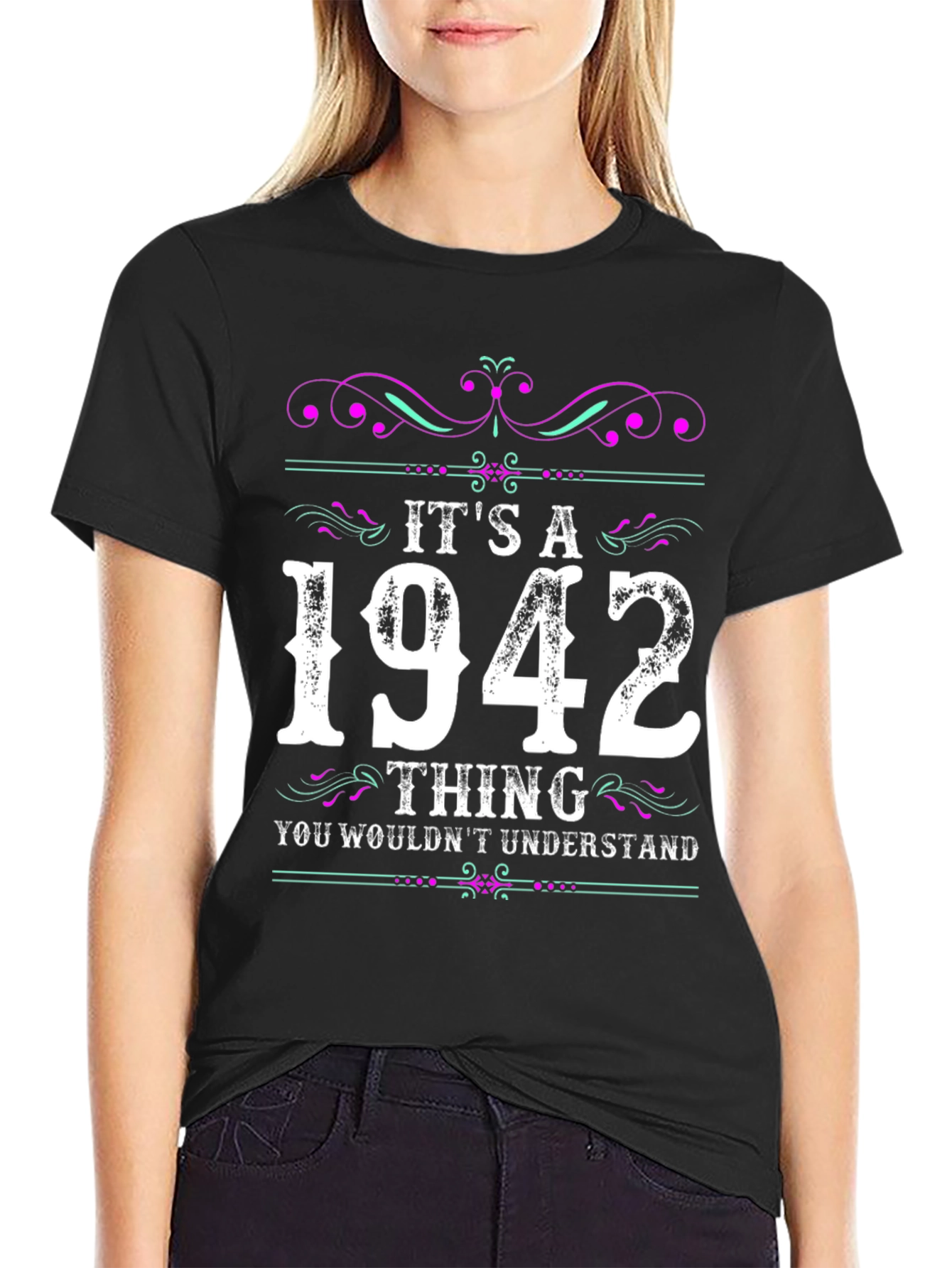 Black It's a 1942 Thing T-Shirt view 2