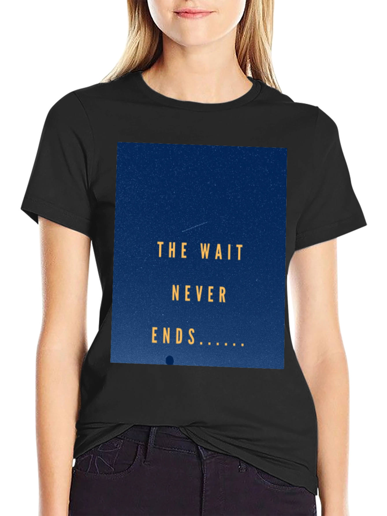 Black The Wait Never Ends T-Shirt - Stylish Graphic Tee view 2