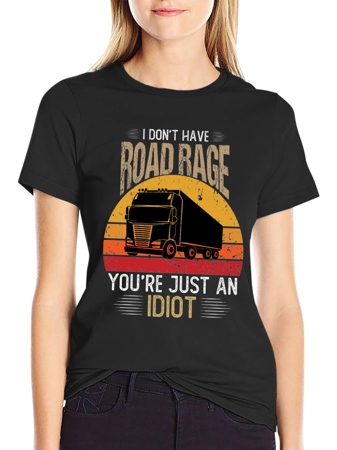 Black Road Rage Trucker T-Shirt - Funny Graphic Tee view 2