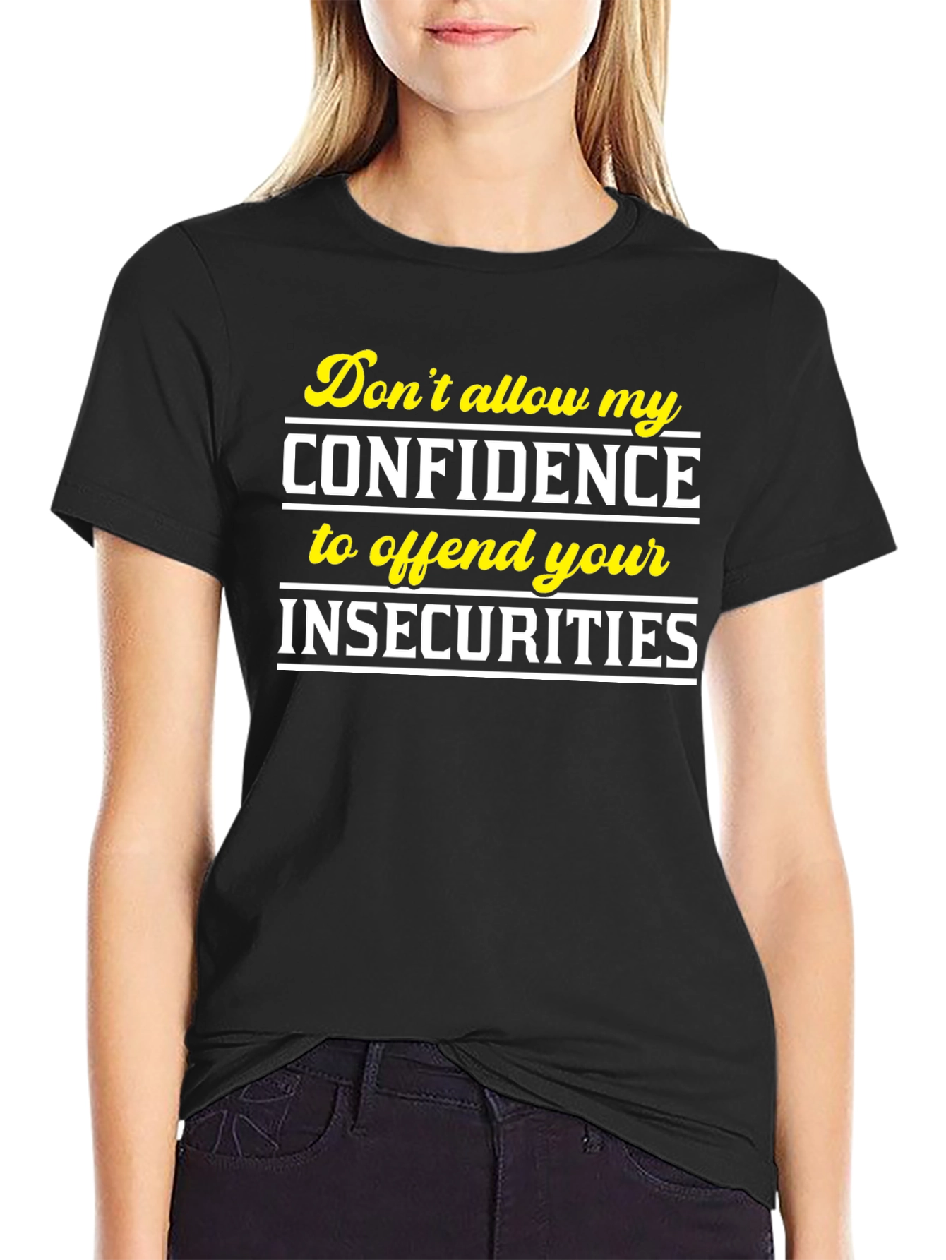 Black Confidence Slogan Graphic Tee - Black view 2