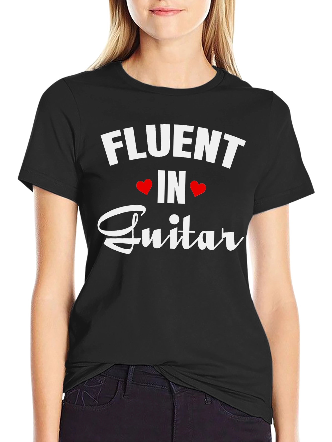 Black Fluent in Guitar T-Shirt - Music Lover Tee view 2