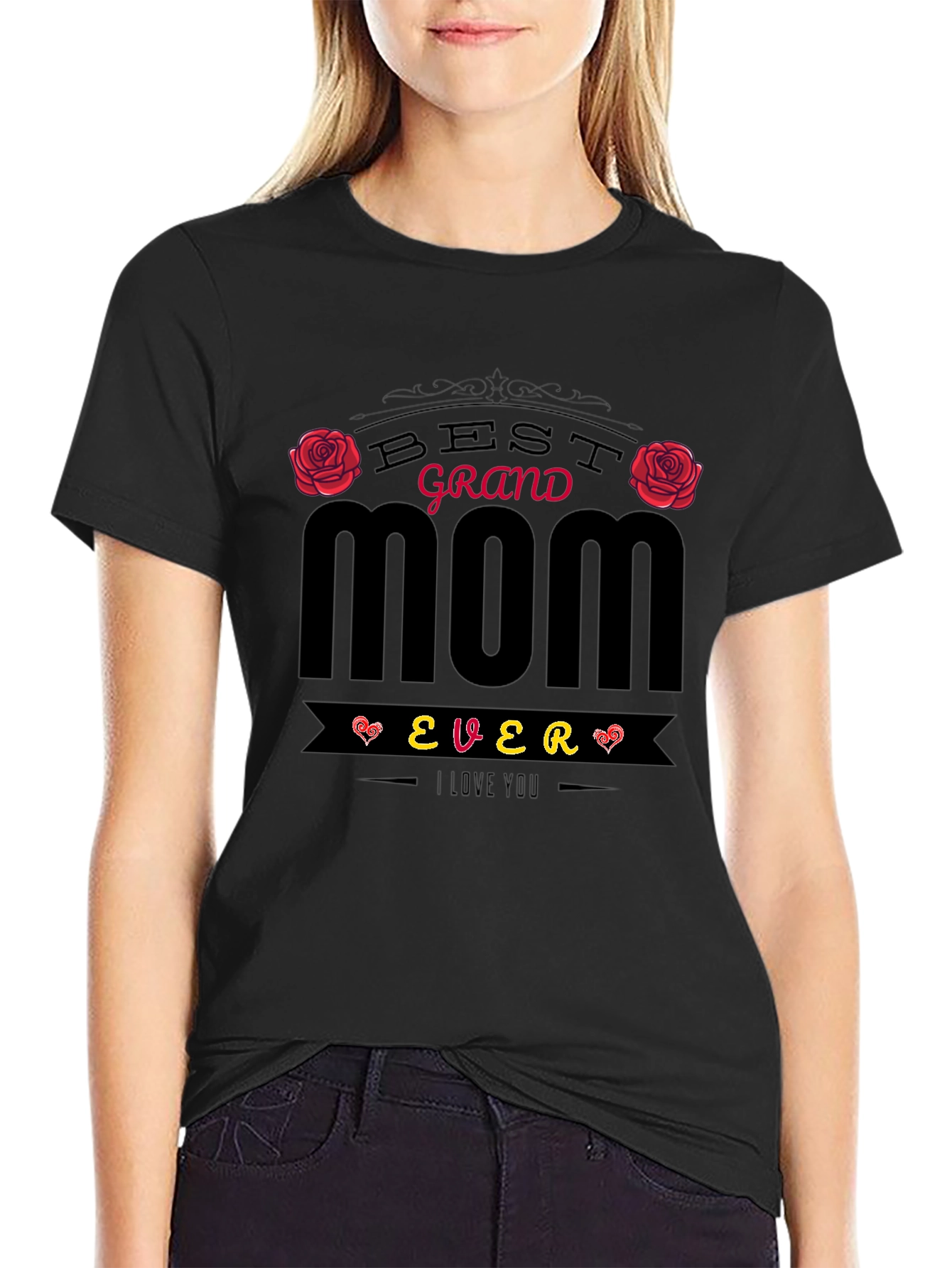 Black Best Grandmom Ever T-Shirt view 2