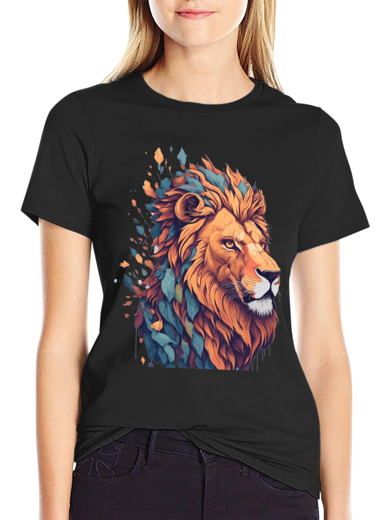 Black Lion Graphic Tee - Stylish Men's Black T-Shirt view 2