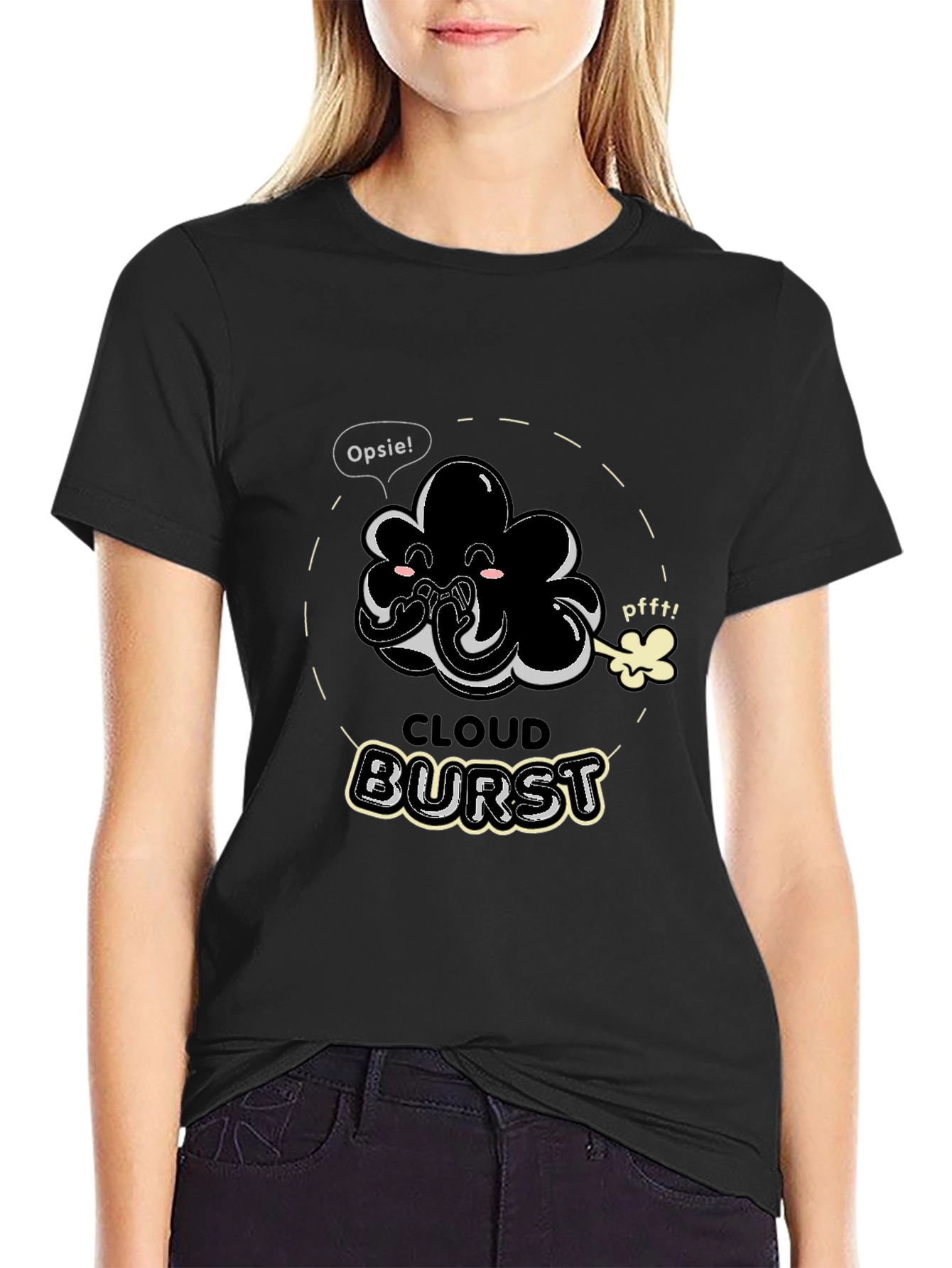 Black Cloud Burst Funny Graphic T-Shirt view 2