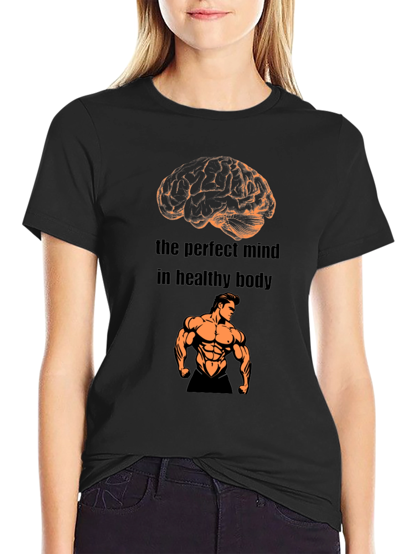 Black Mind & Body T-Shirt: The Perfect Mind in Healthy Body view 2