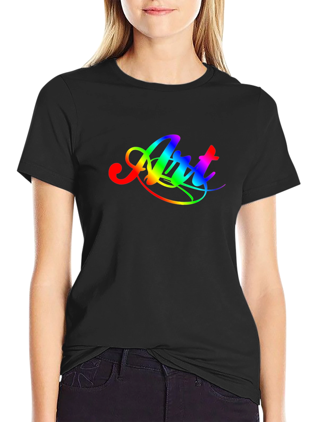 Black Rainbow Art Graphic Tee - Men's Black T-Shirt view 2