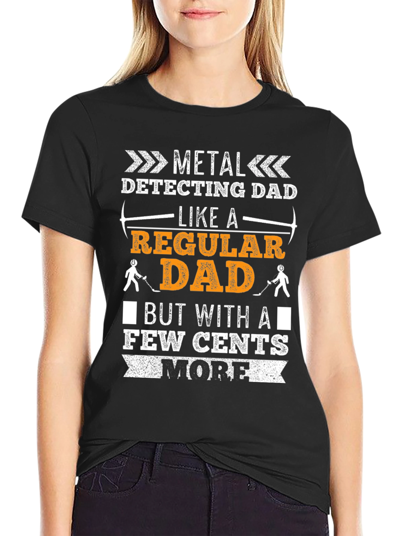 Black Metal Detecting Dad T-Shirt view 2