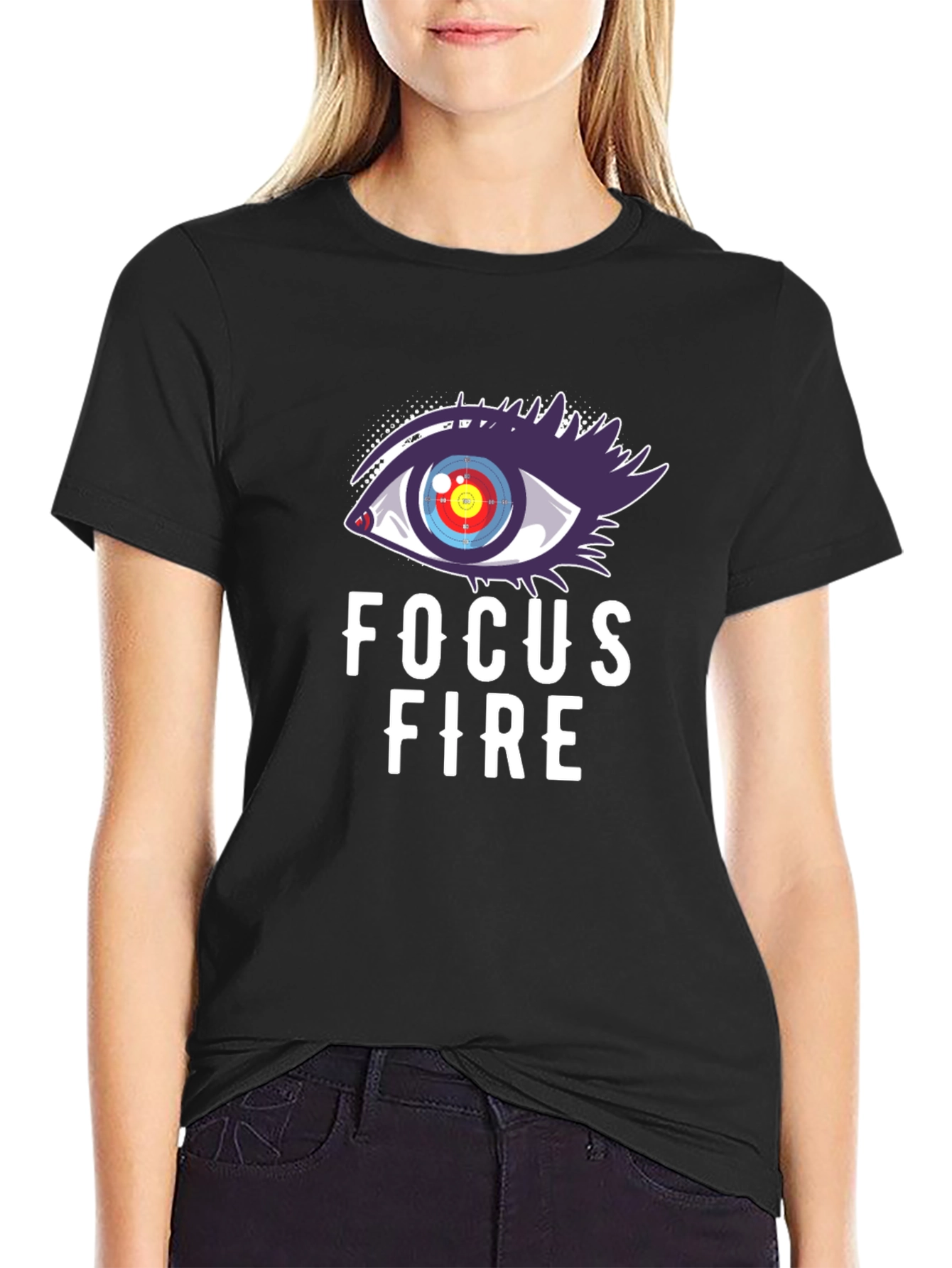 Black Focus Fire Graphic Tee - Eye Target T-Shirt view 2