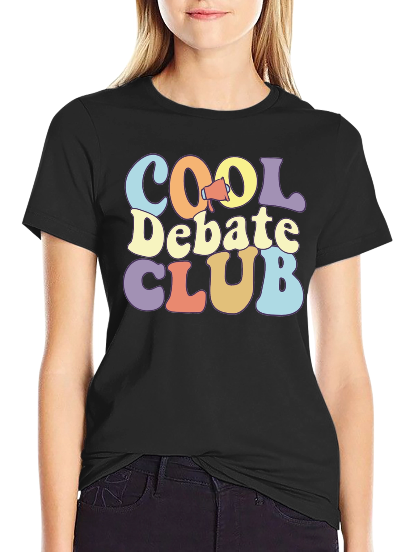 Black Cool Debate Club Black T-Shirt view 2