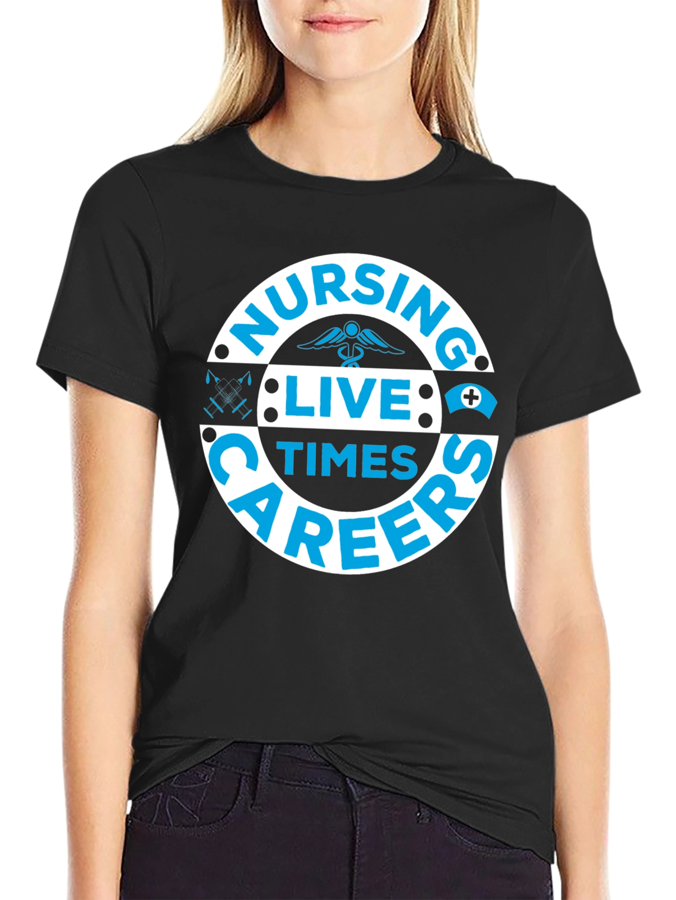 Black Nursing Live Times Career Tee - Black view 2
