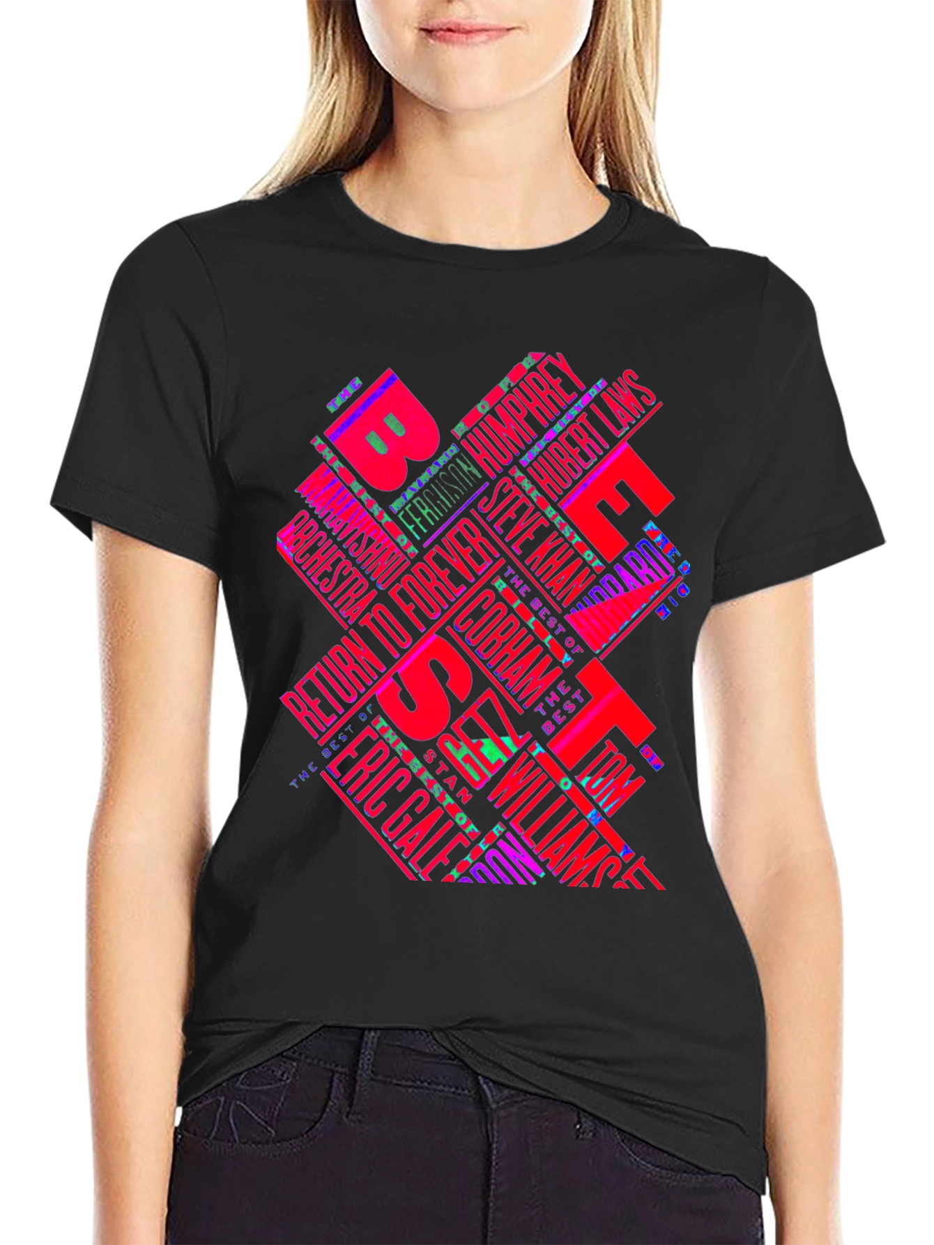 Black Retro 80s Fusion Music T-Shirt view 2