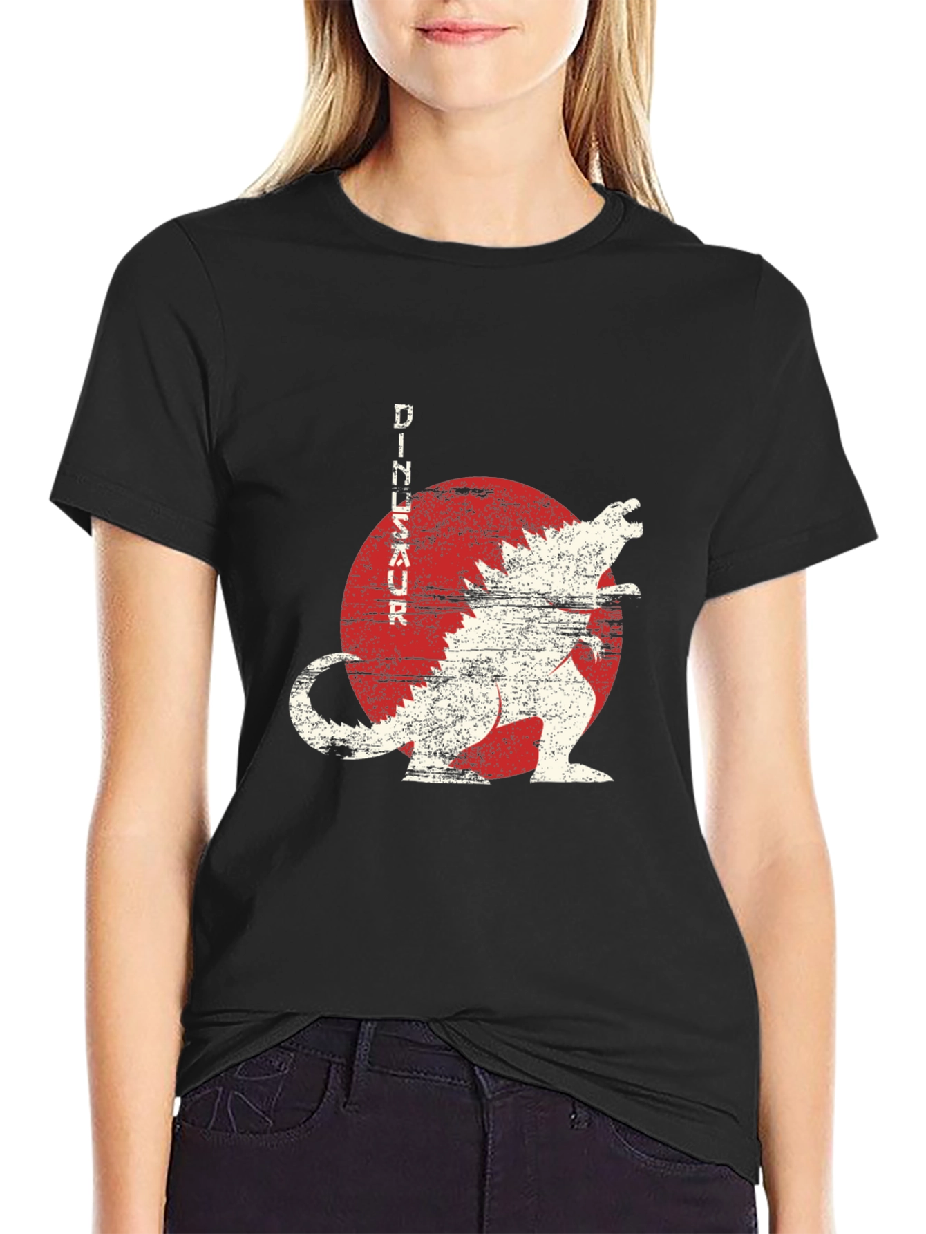 Black Dinosaur Graphic Tee - Japanese Style view 2