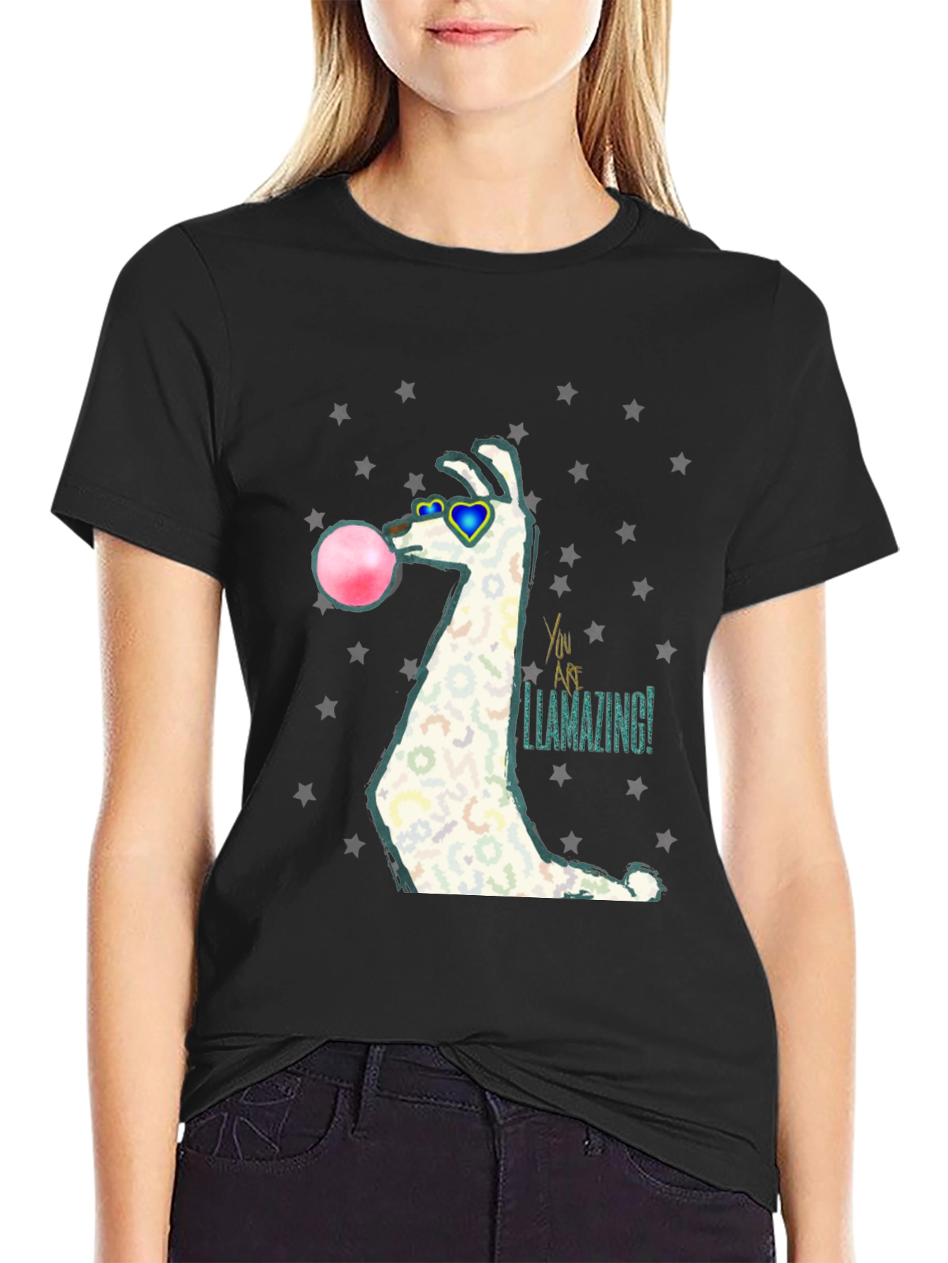 Black Llamazing Bubblegum Graphic Tee view 2