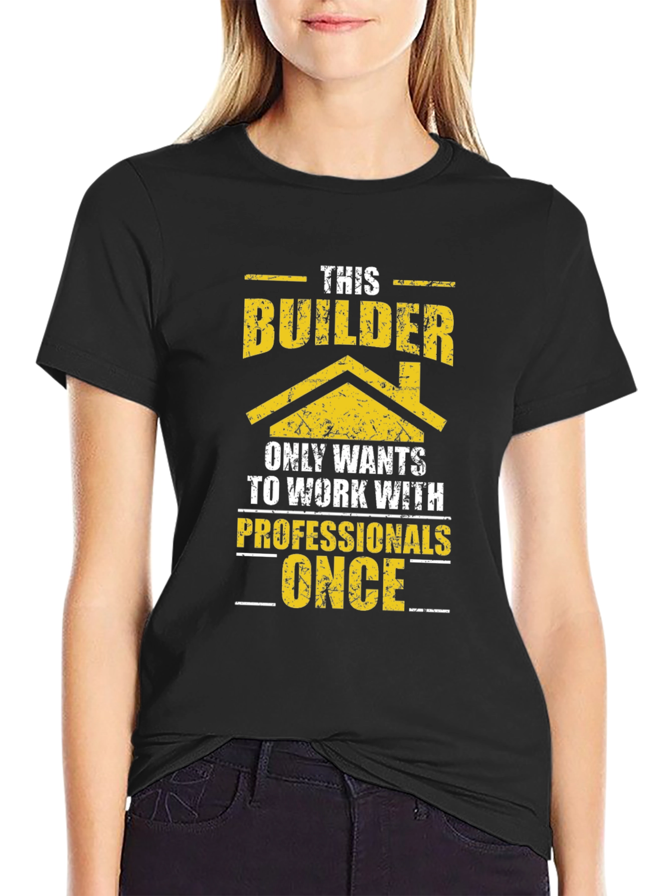 Black Builder Graphic T-Shirt Funny Construction Tee view 2