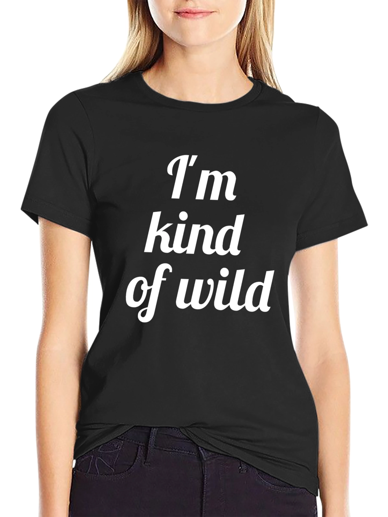 Black I'm Kind of Wild Graphic Tee - Casual Mens T-Shirt view 2