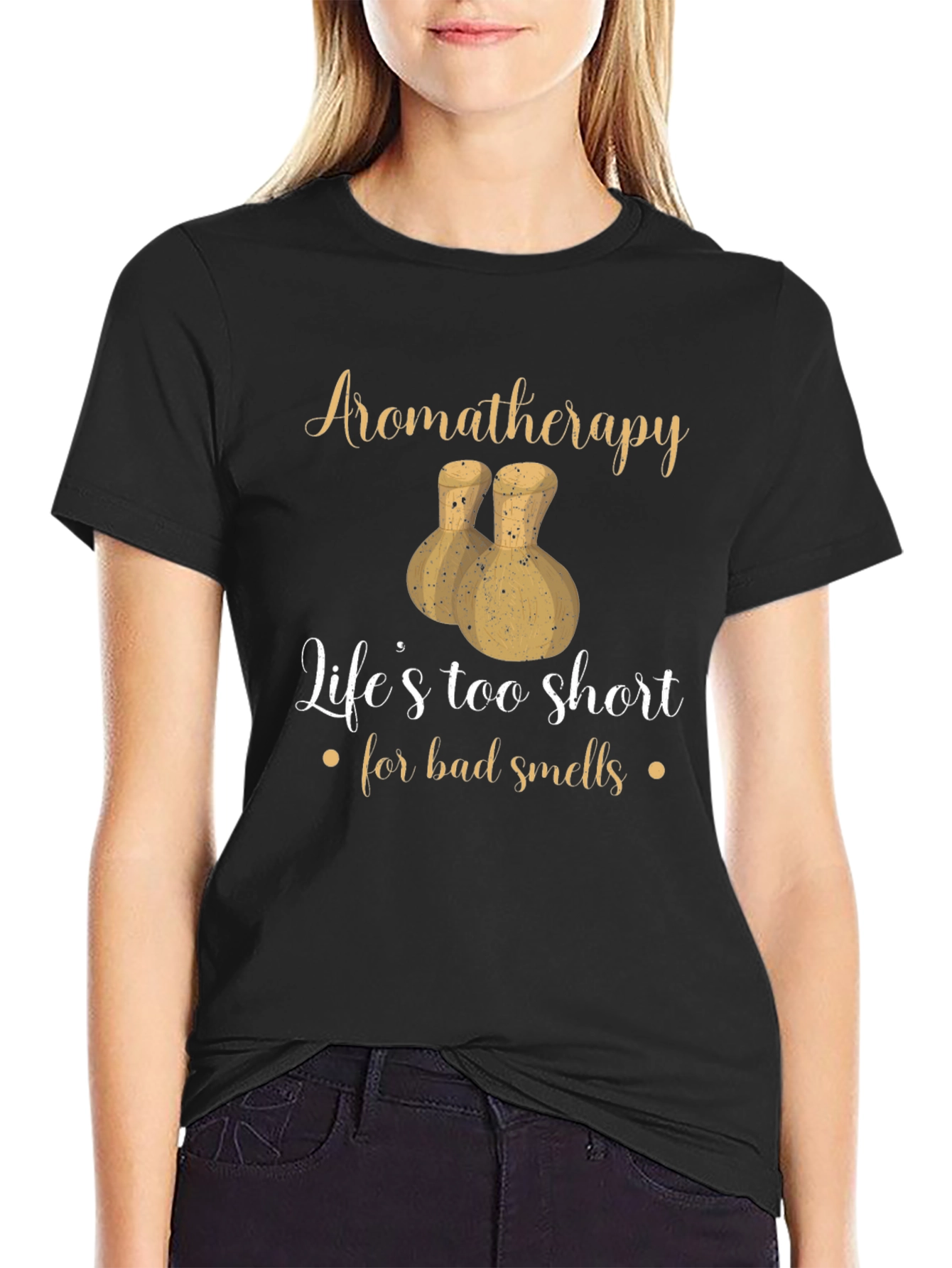 Black Aromatherapy T-shirt: Life's Too Short view 2