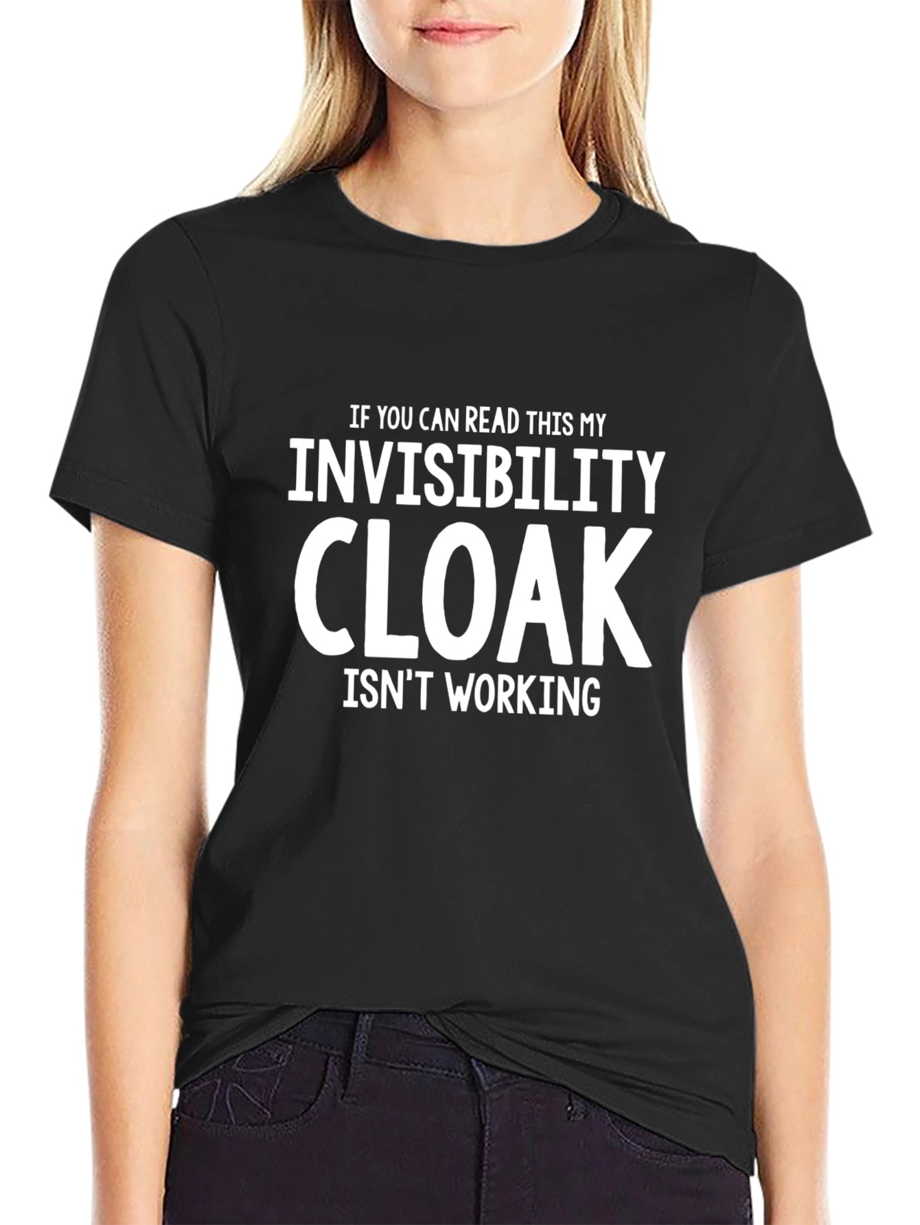 Black Invisibility Cloak Humor T-Shirt - Funny Slogan Tee view 2