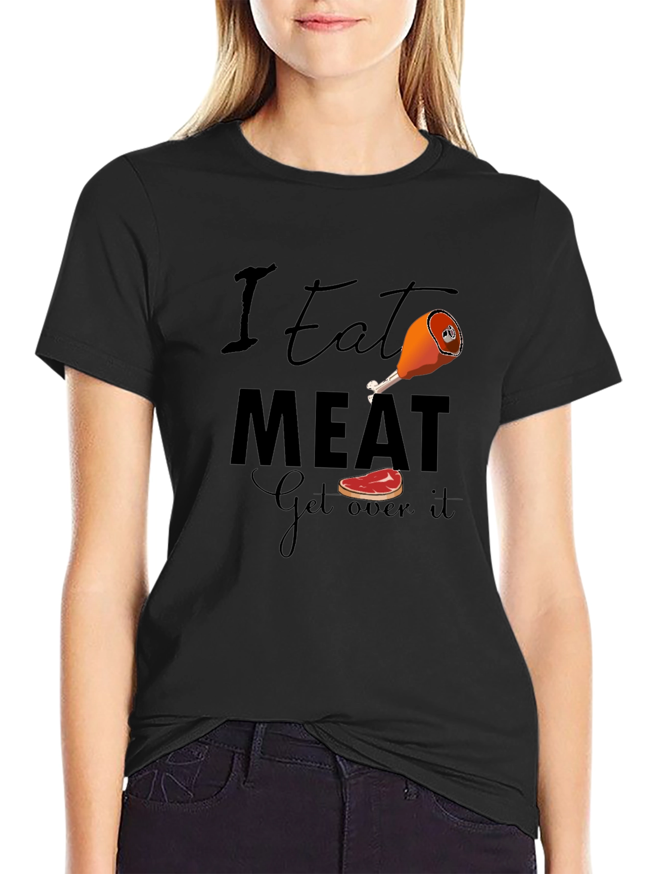 Black I Eat Meat Graphic Tee - Funny Meat Lover T-Shirt view 2