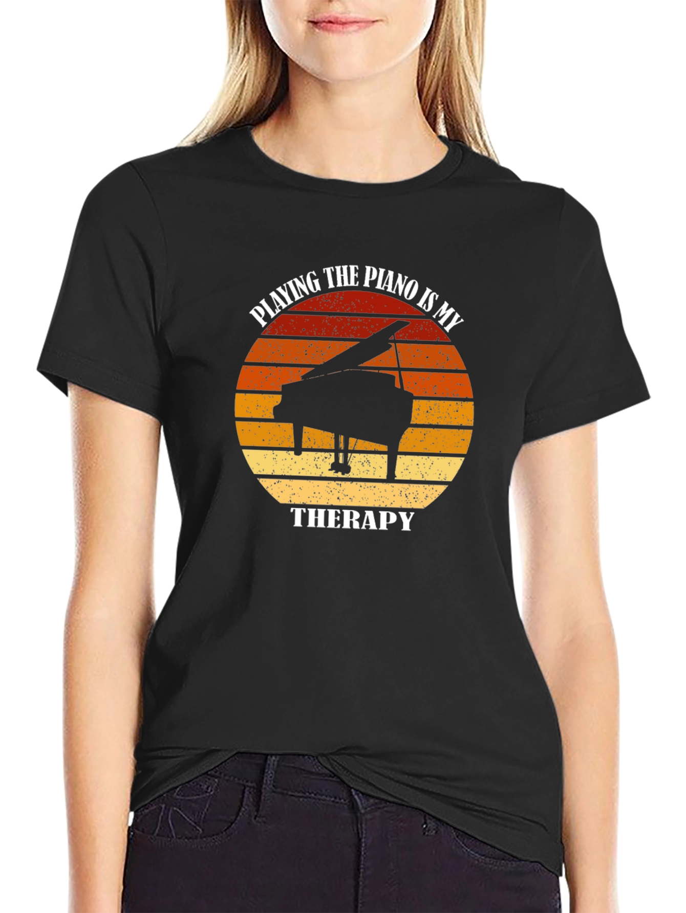 Black Piano Therapy T-Shirt - Musician's Comfort view 2